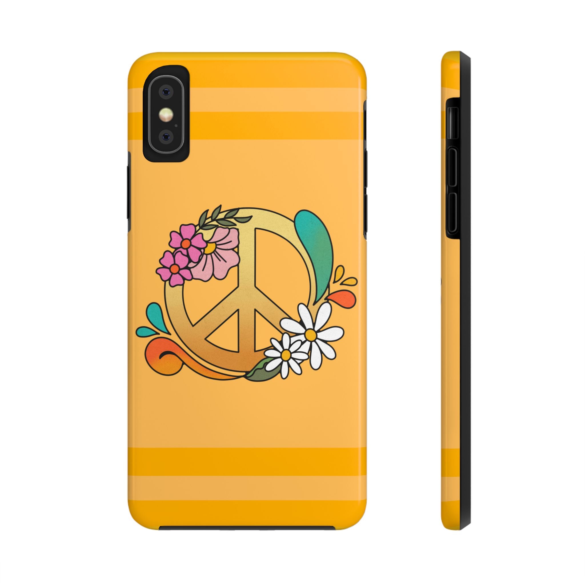 60s–70s Yellow Peace Sign Phone Case ✌️📱