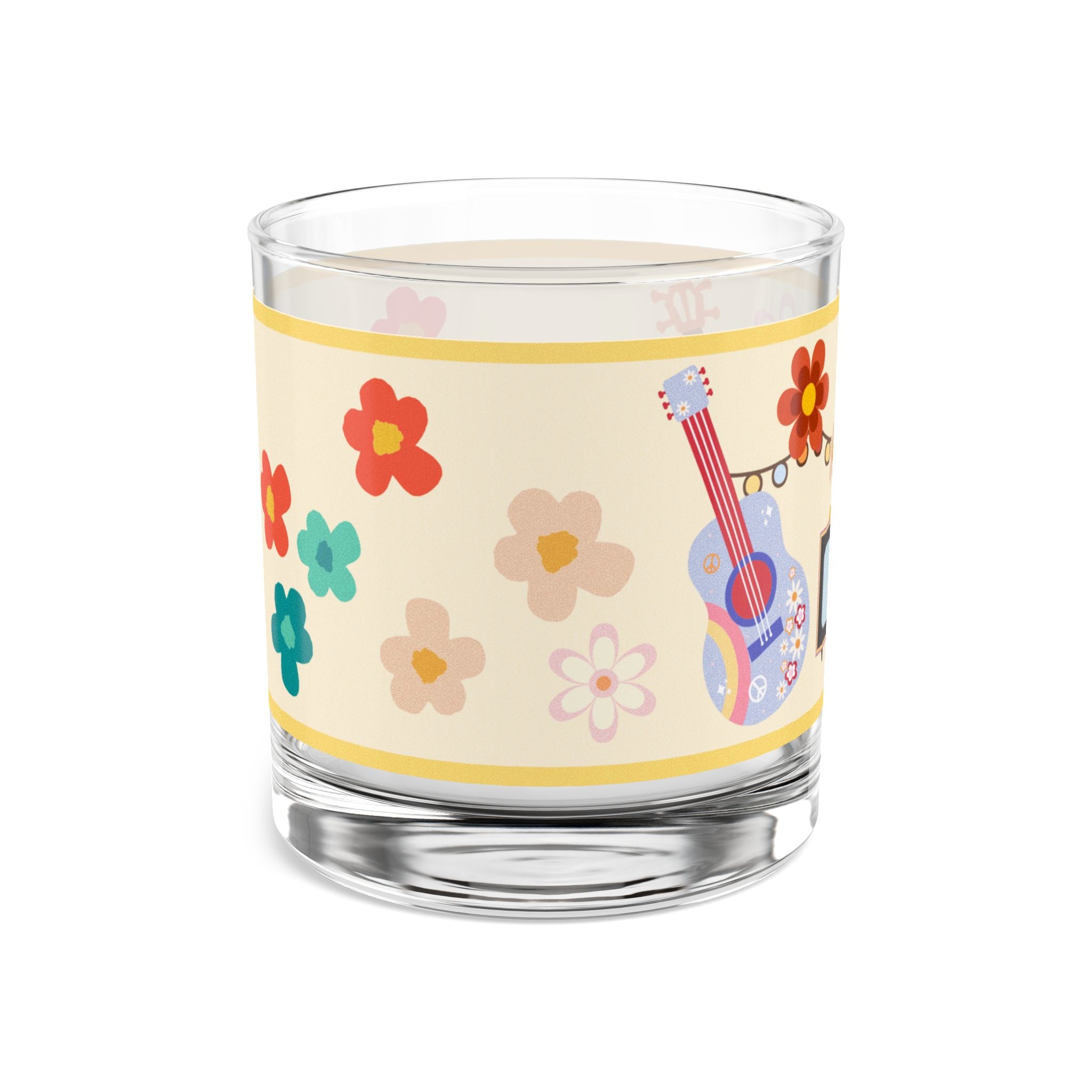 🌸🎶 60s Floral Musical Hippie Glass ✌️🌈