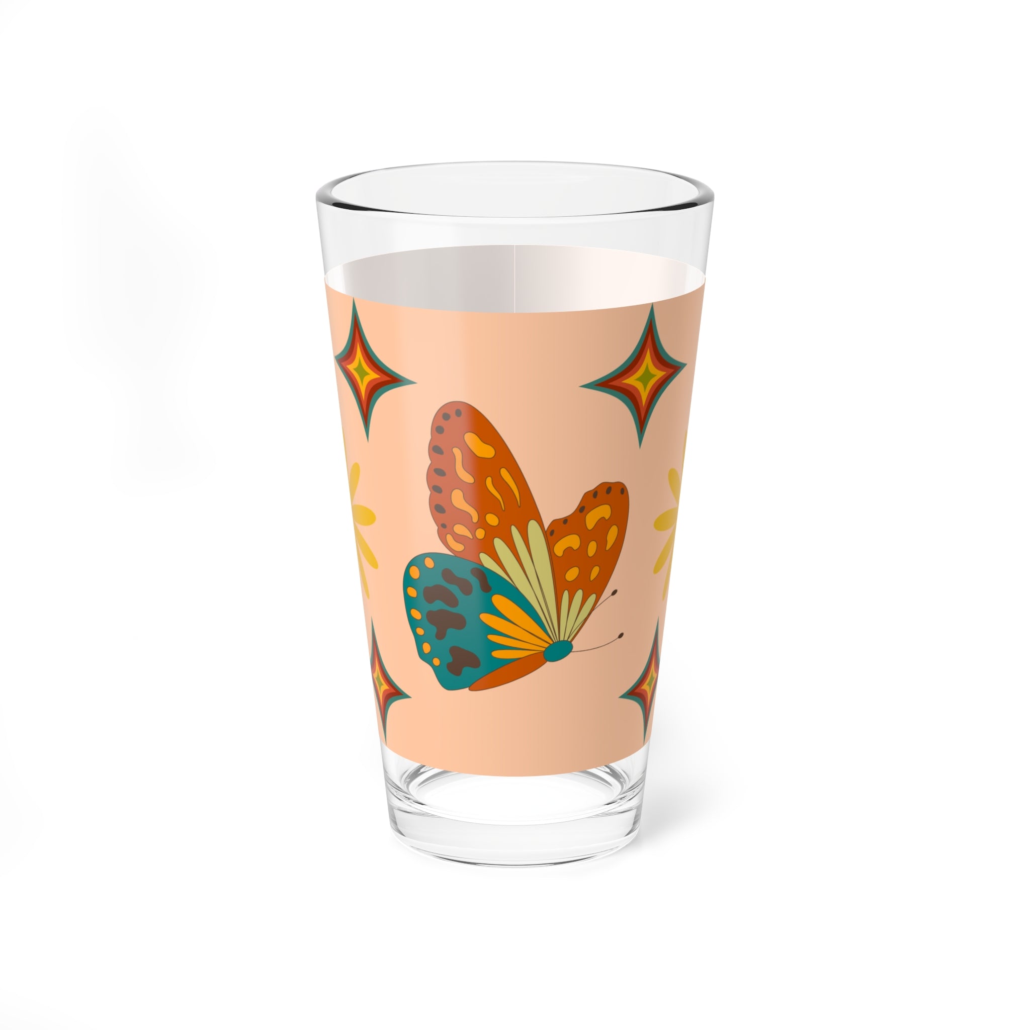 🦋 60s Butterfly Flower Power Glass