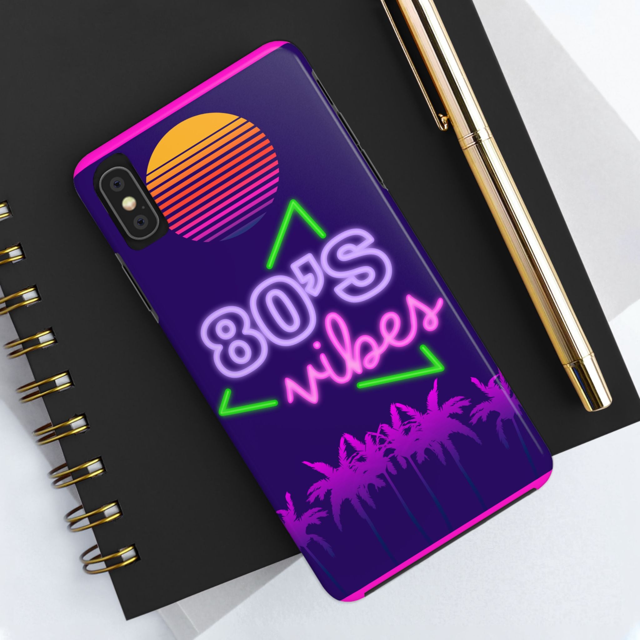 80s Vibes Synthwave Palm Trees Phone Case 🌴🎹📱