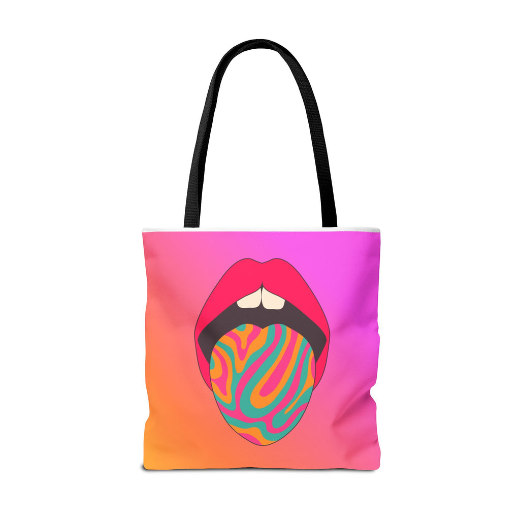 👄🌈 60s–70s Psychedelic Lips & Tongue Tote Bag ✨🍄