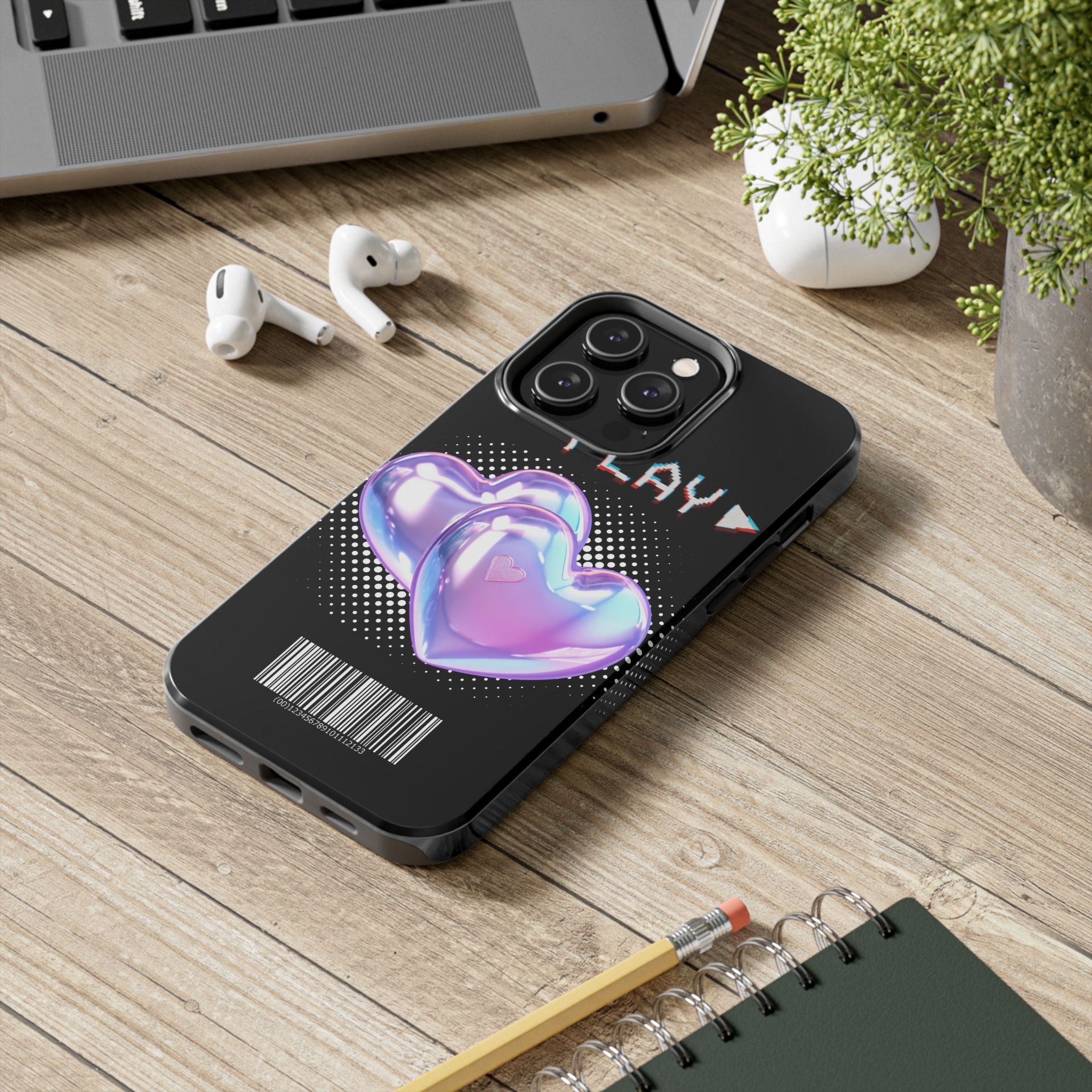 Y2K Black Play Barcode Phone Case 📱🖤