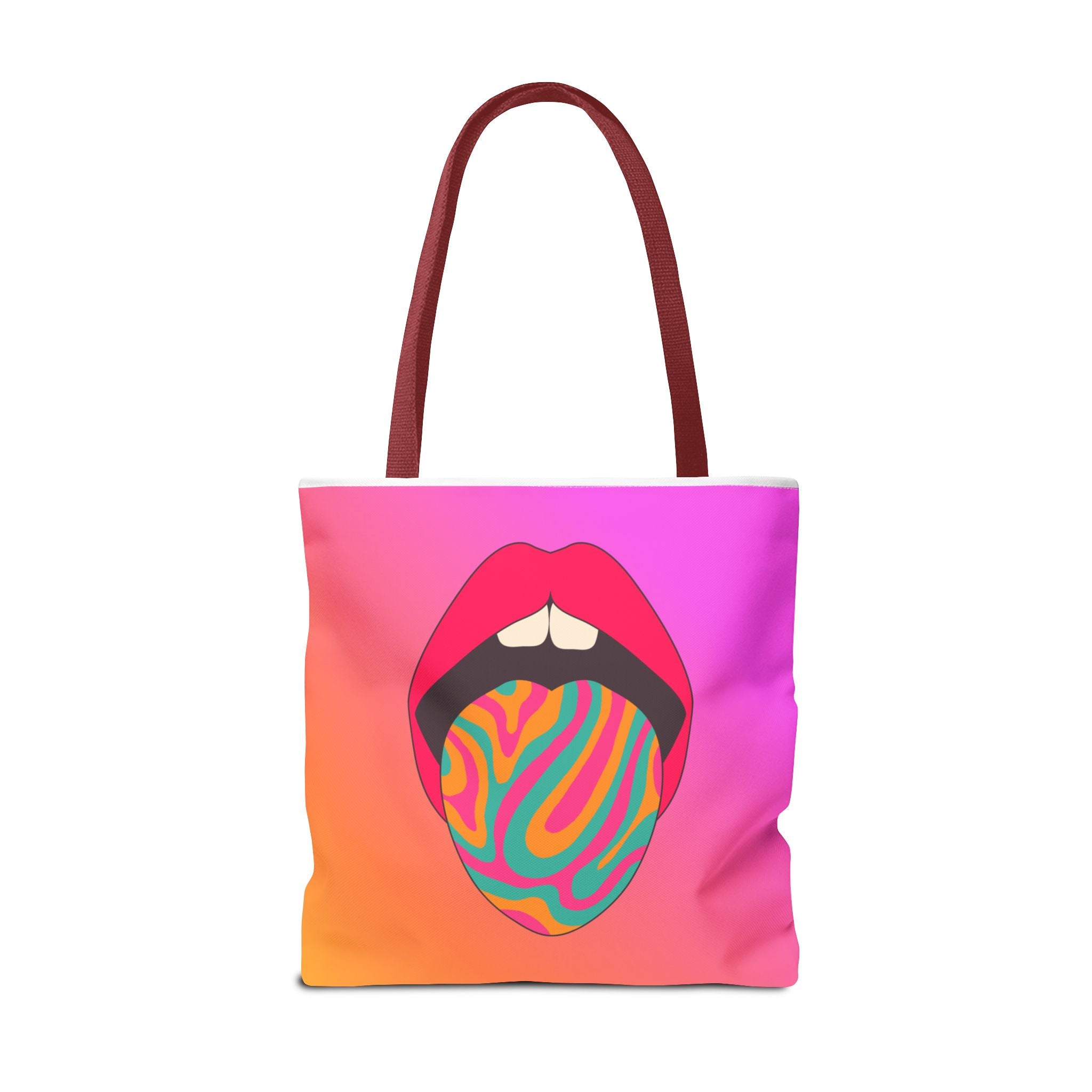 👄🌈 60s–70s Psychedelic Lips & Tongue Tote Bag ✨🍄