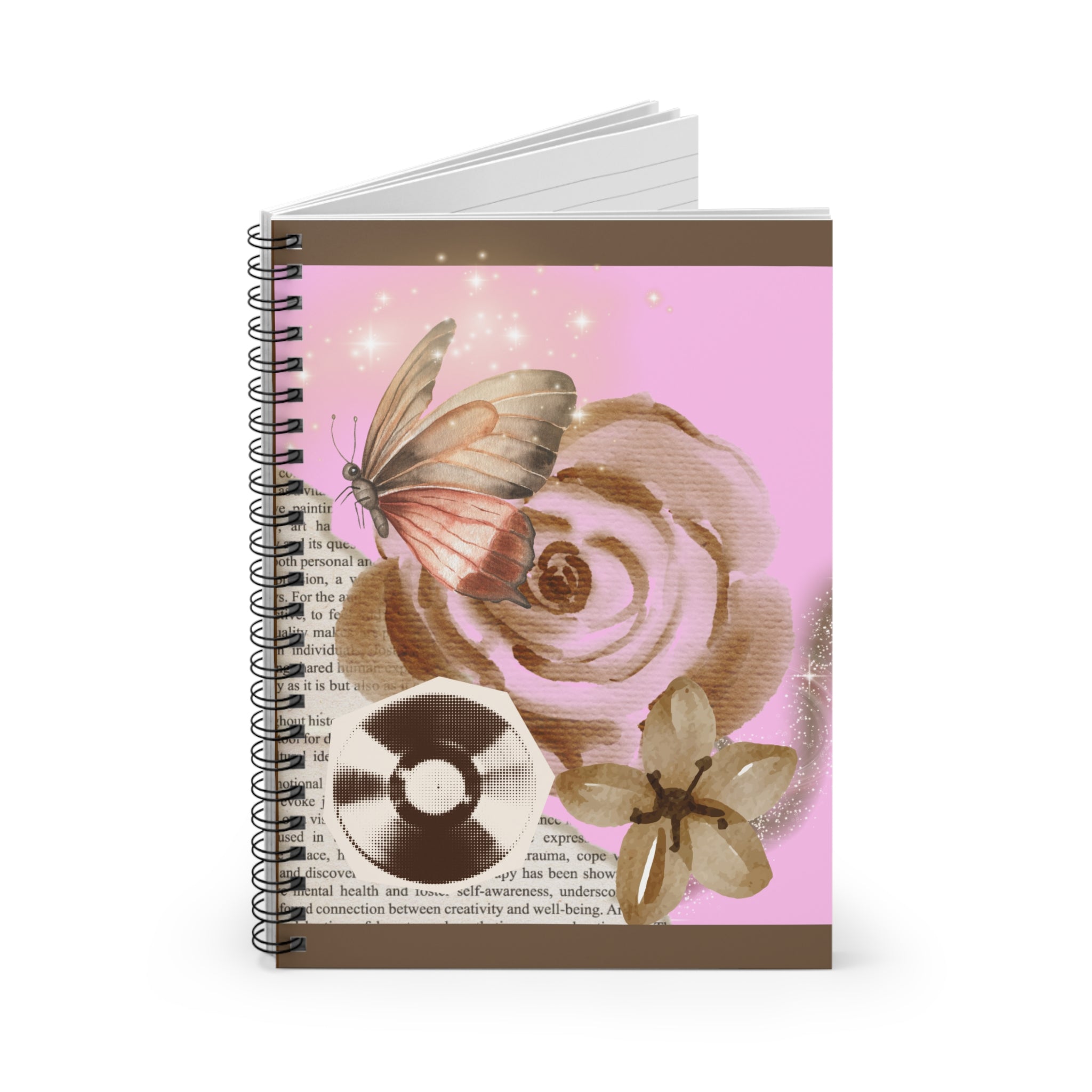 🦋🌸 50s Butterfly Vintage Floral Journal – Pink Background 💖✨