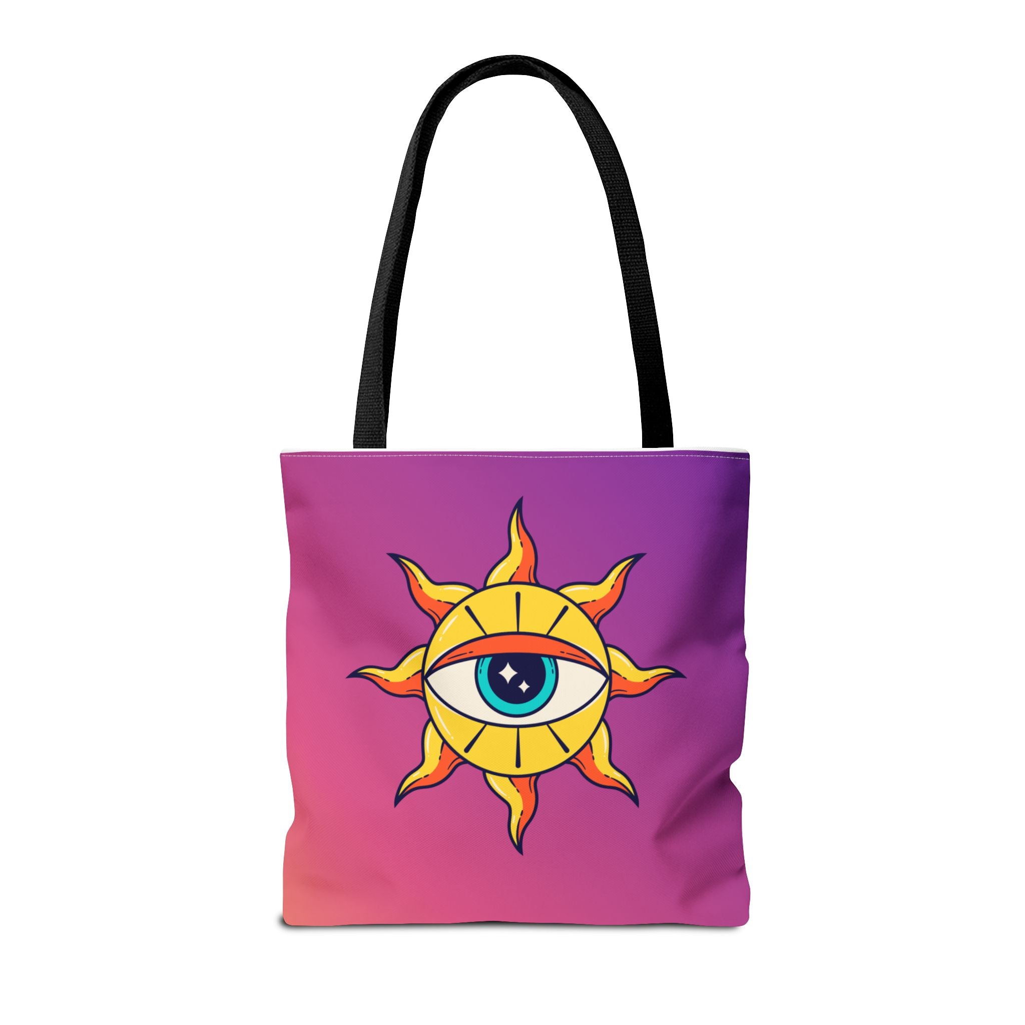 🌞👁️ 70s All-Seeing Eye Sun Design Tote Bag ✨🌿