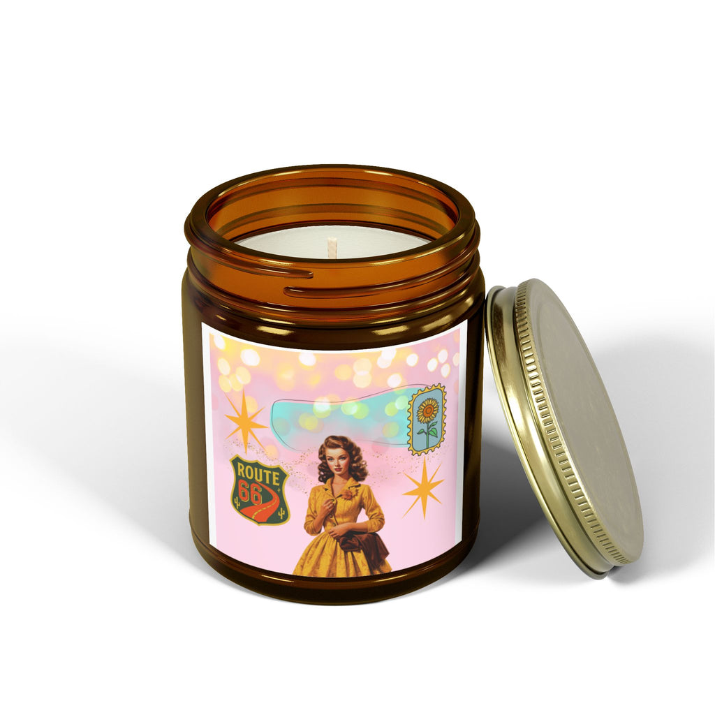 50s Route 66 Stamp Candle 🚗🕯️