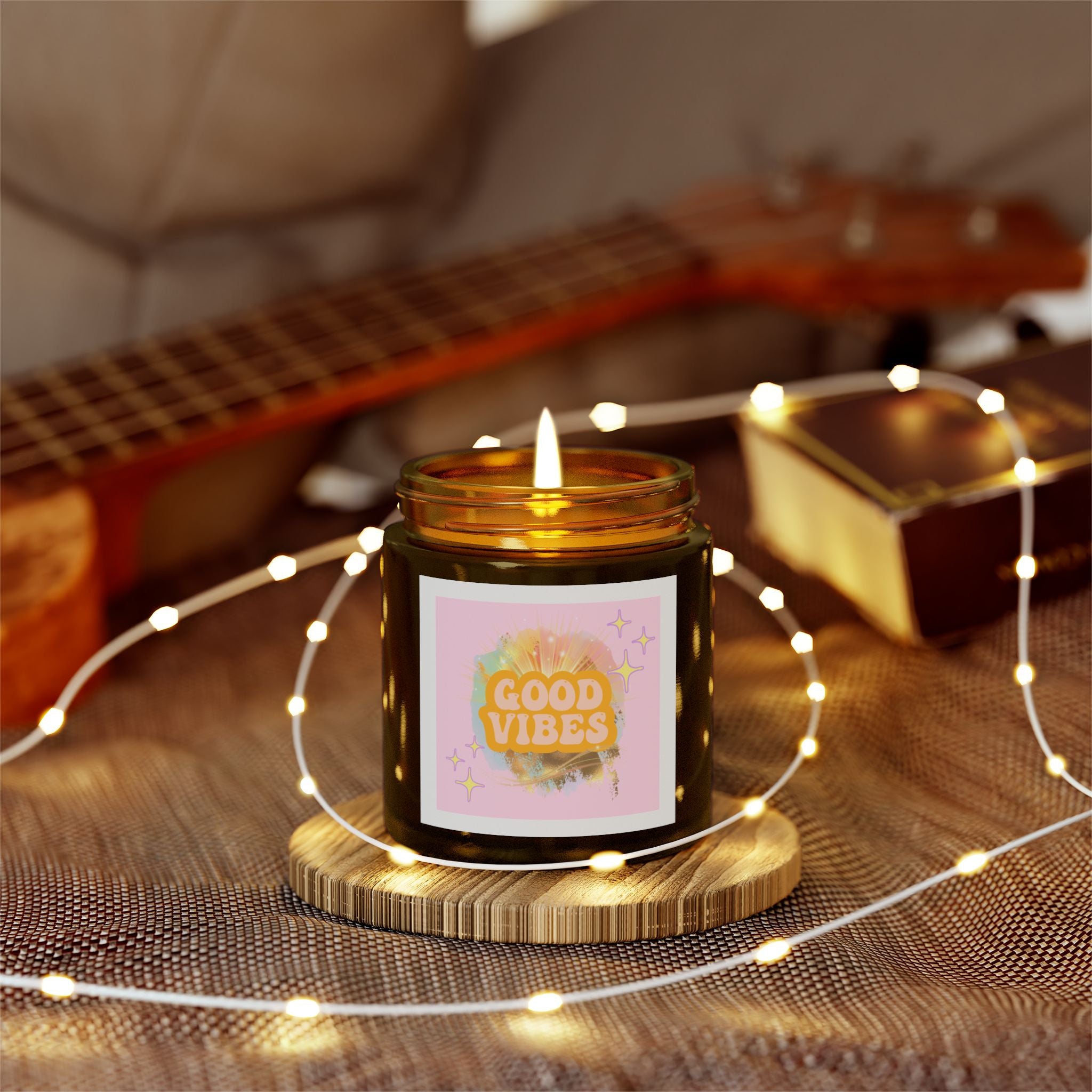 60s–70s Good Vibes Candle ☮️🕯️