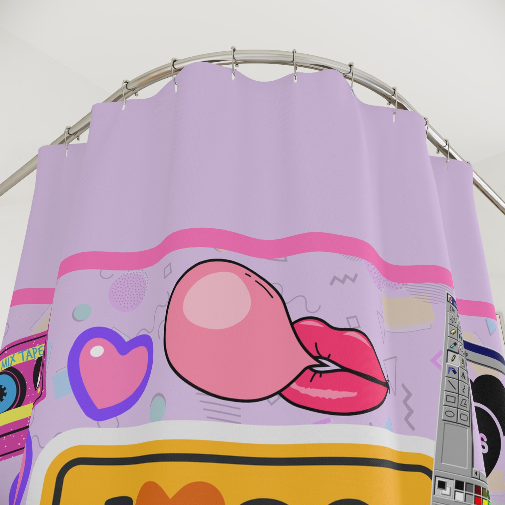 💖🌈 I Heart the 90s Elements Shower Curtain ✨🛁