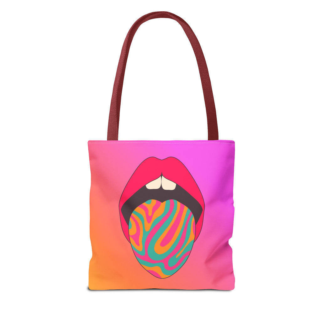 👄🌈 60s–70s Psychedelic Lips & Tongue Tote Bag ✨🍄