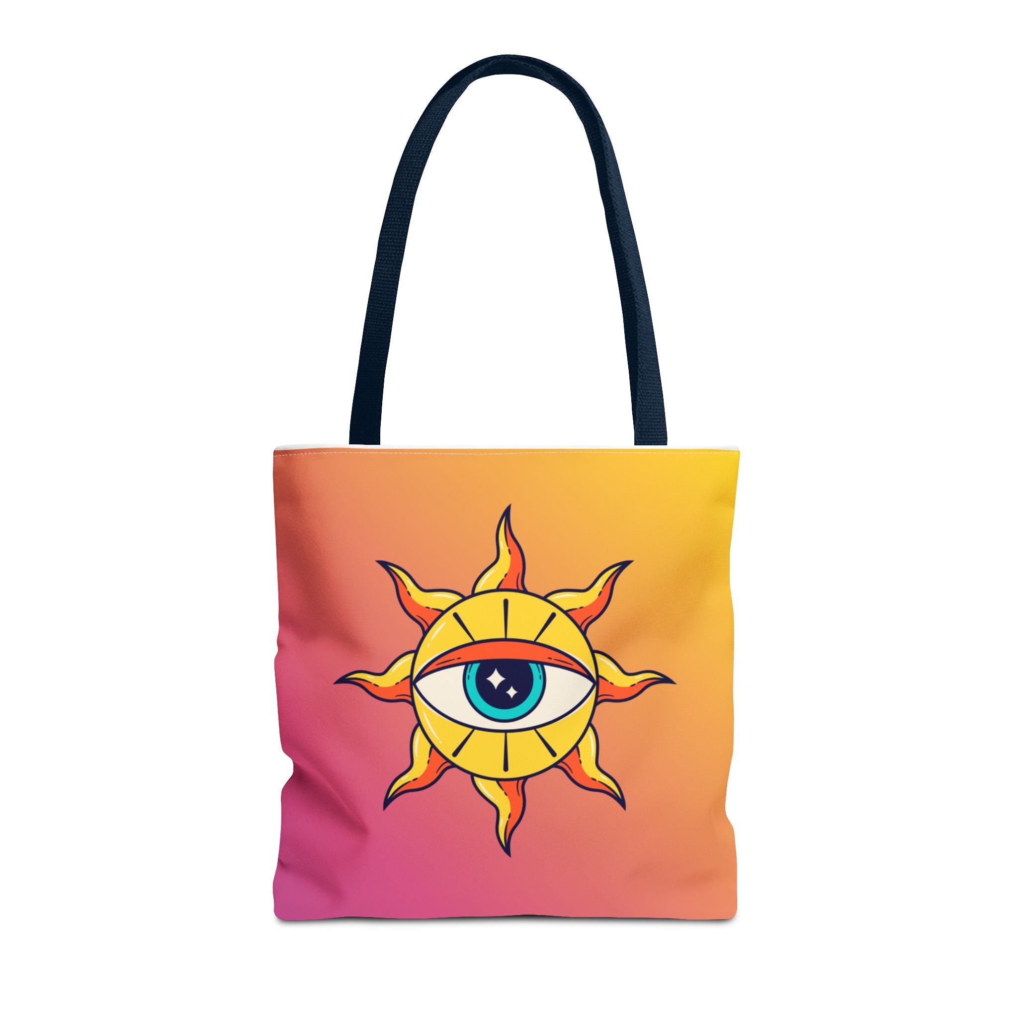 🌞👁️ 70s All-Seeing Eye Sun Design Tote Bag ✨🌿