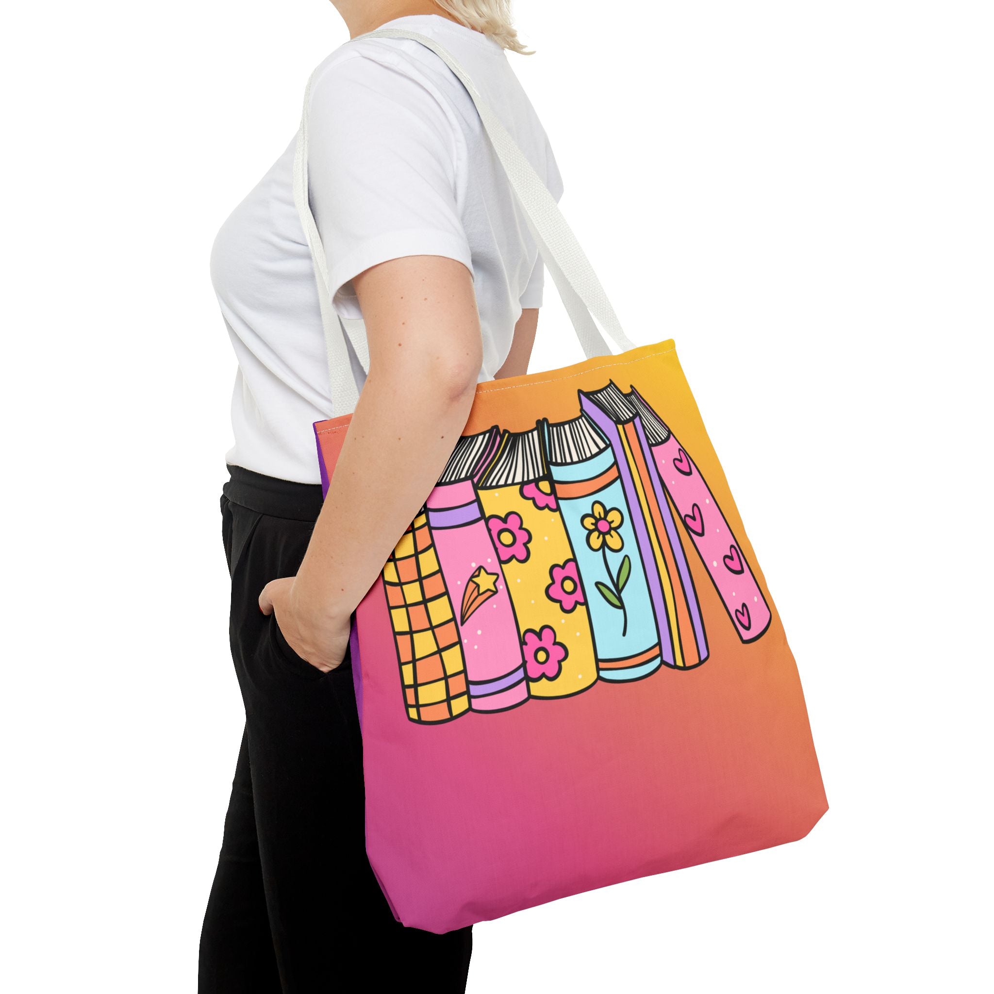 💿 90s Book Collector Bright Books Tote Bag
