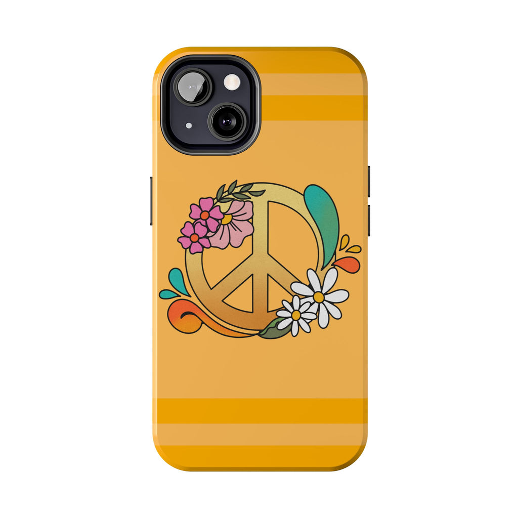 60s–70s Yellow Peace Sign Phone Case ✌️📱