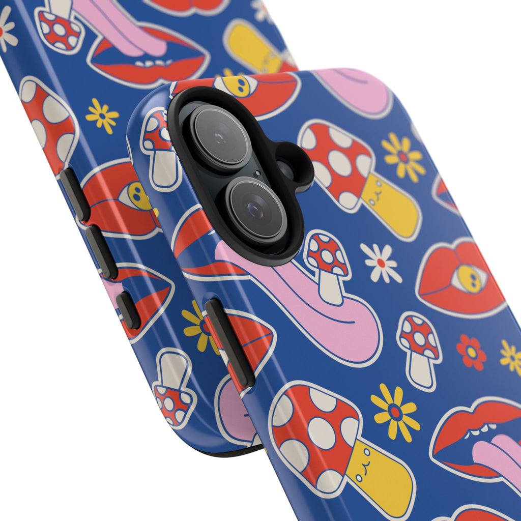 70s Lips Mushrooms Flower Power Phone Case 🌼💋🍄