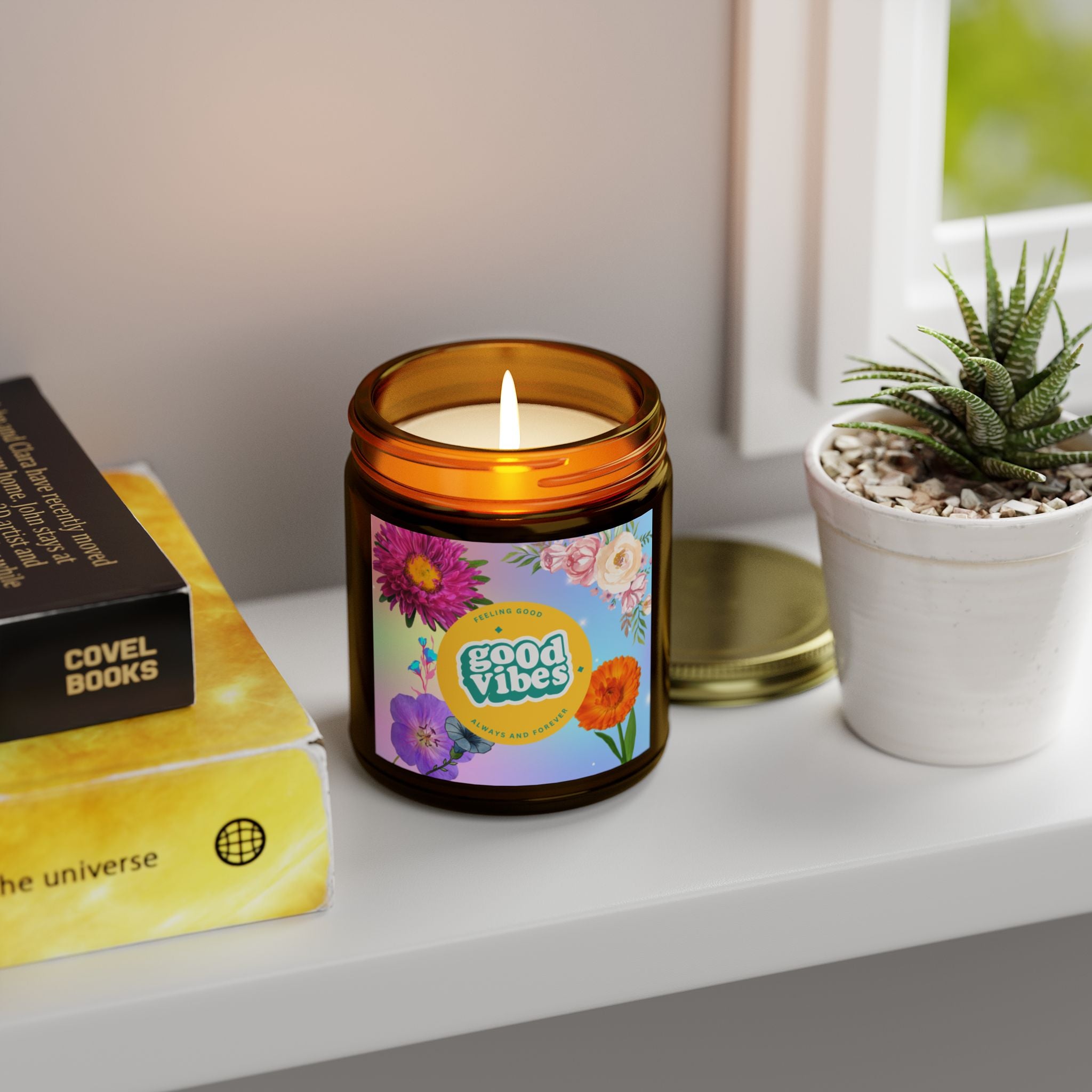 🌸 Good Vibes Floral Candle