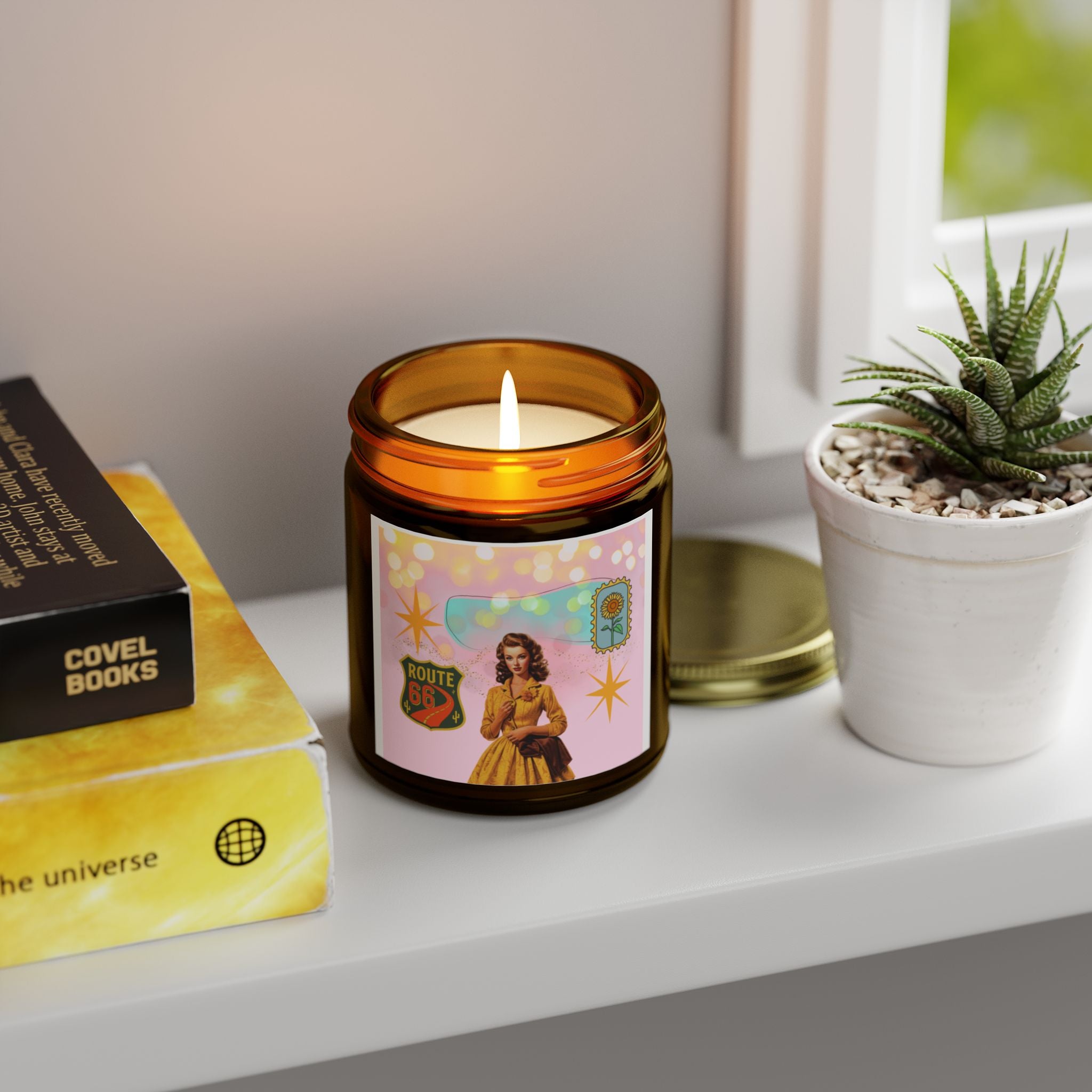 50s Route 66 Stamp Candle 🚗🕯️