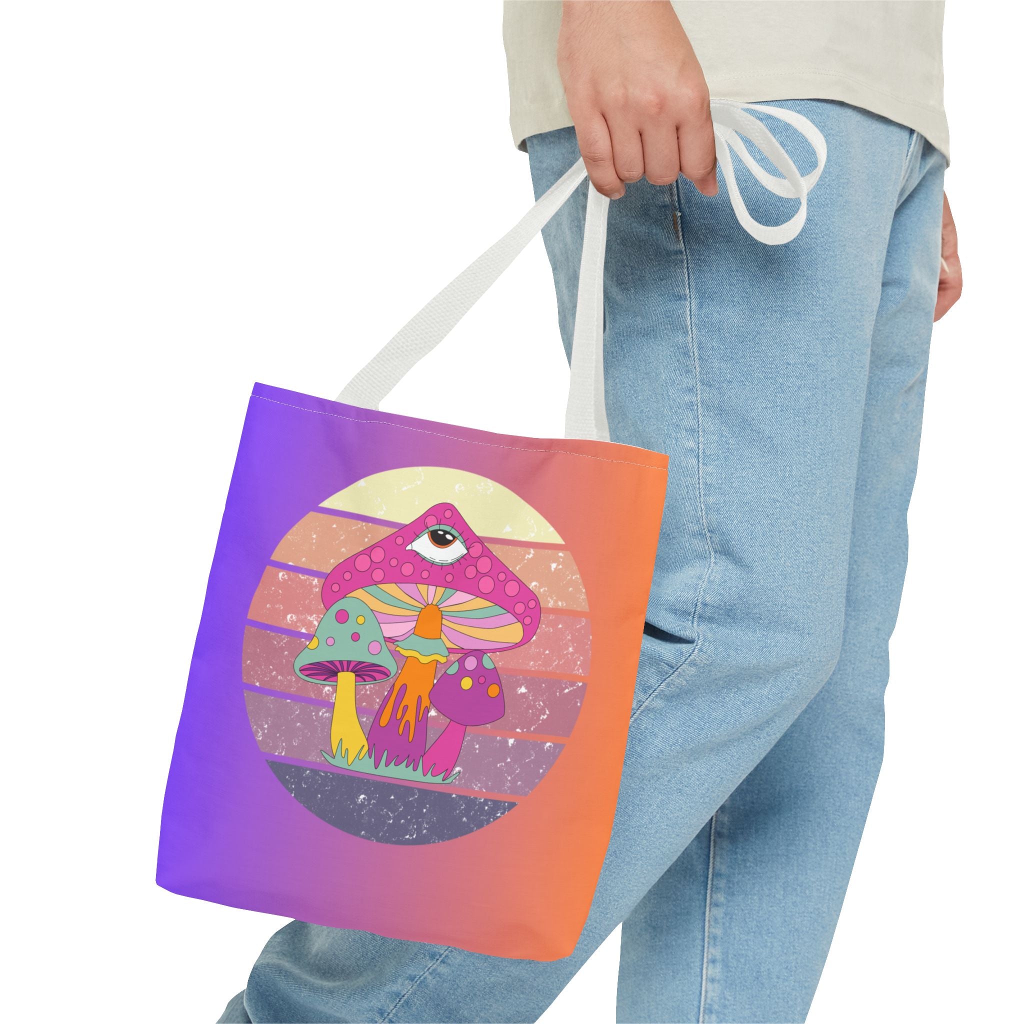 🍄🎶 70s Trippy Mushroom Synthwave Tote Bag 🌈✨