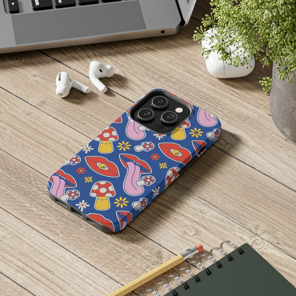 70s Lips Mushrooms Flower Power Phone Case 🌼💋🍄