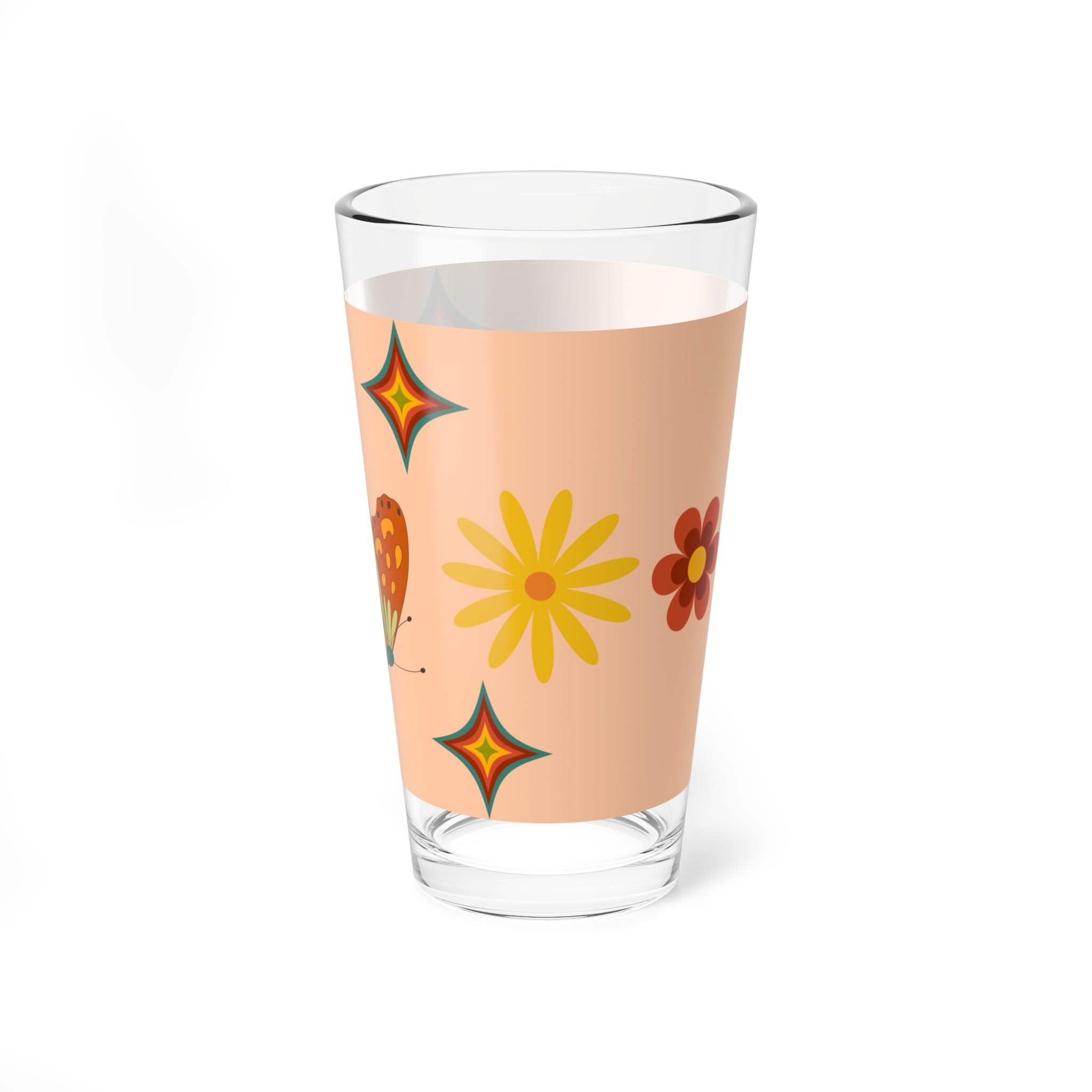 🦋 60s Butterfly Flower Power Glass