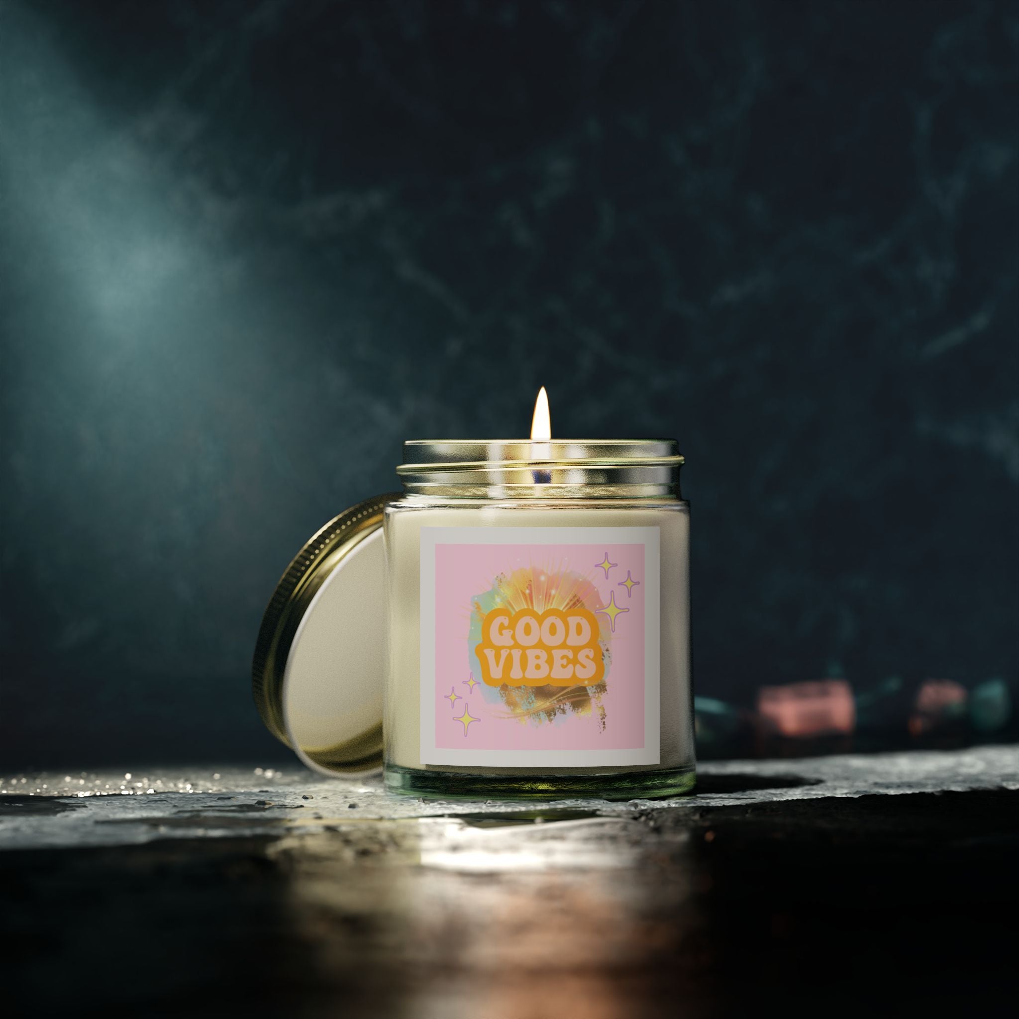 60s–70s Good Vibes Candle ☮️🕯️