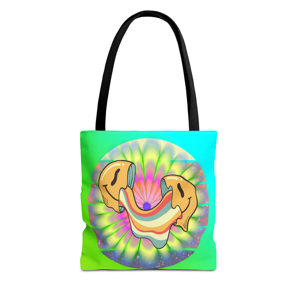 😊🌈 70s Trippy Psychedelic Smiley Tie-Dye Tote Bag ✨🍄