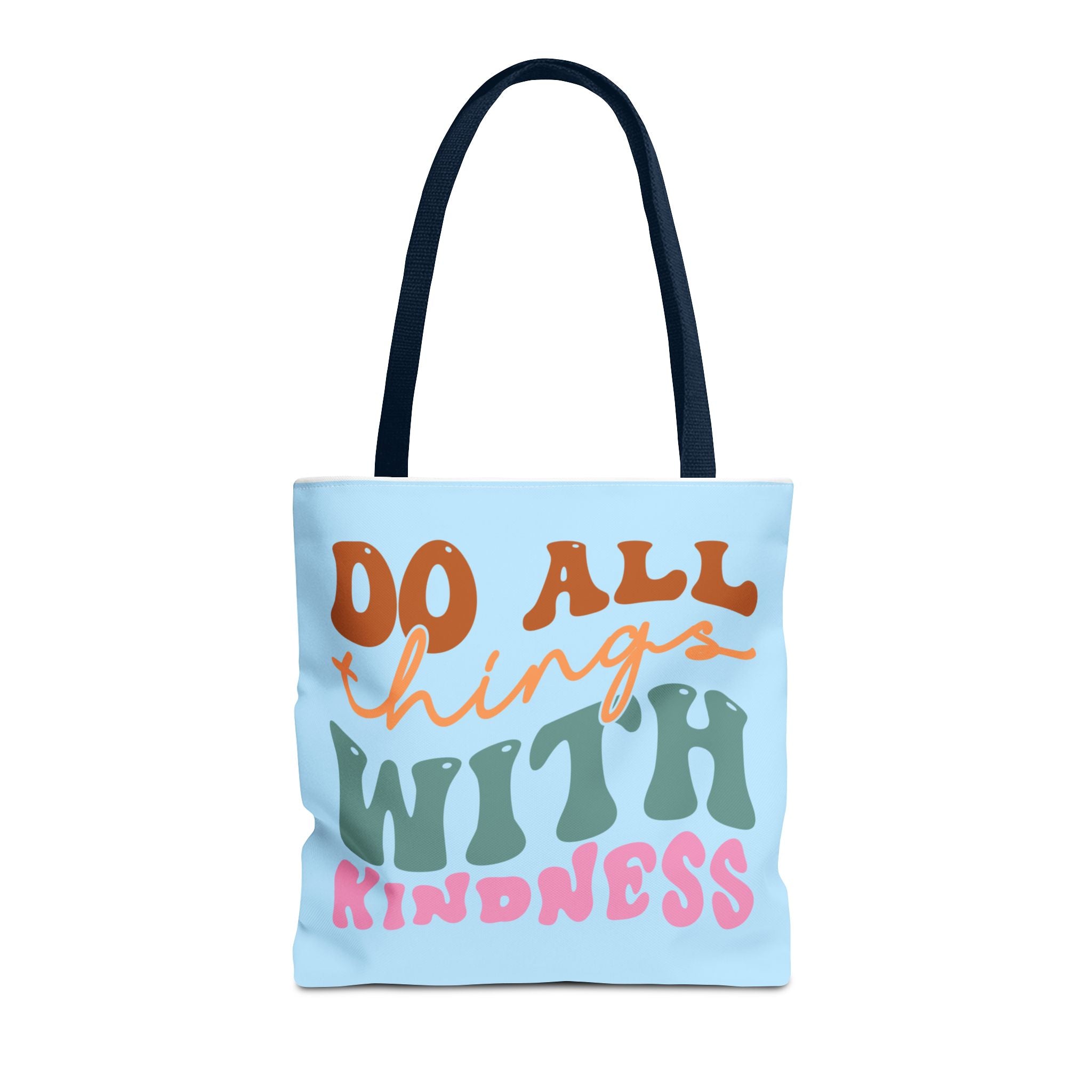 🌸 60s “Do All Things With Kindness” Retro Tote Bag – Baby Blue