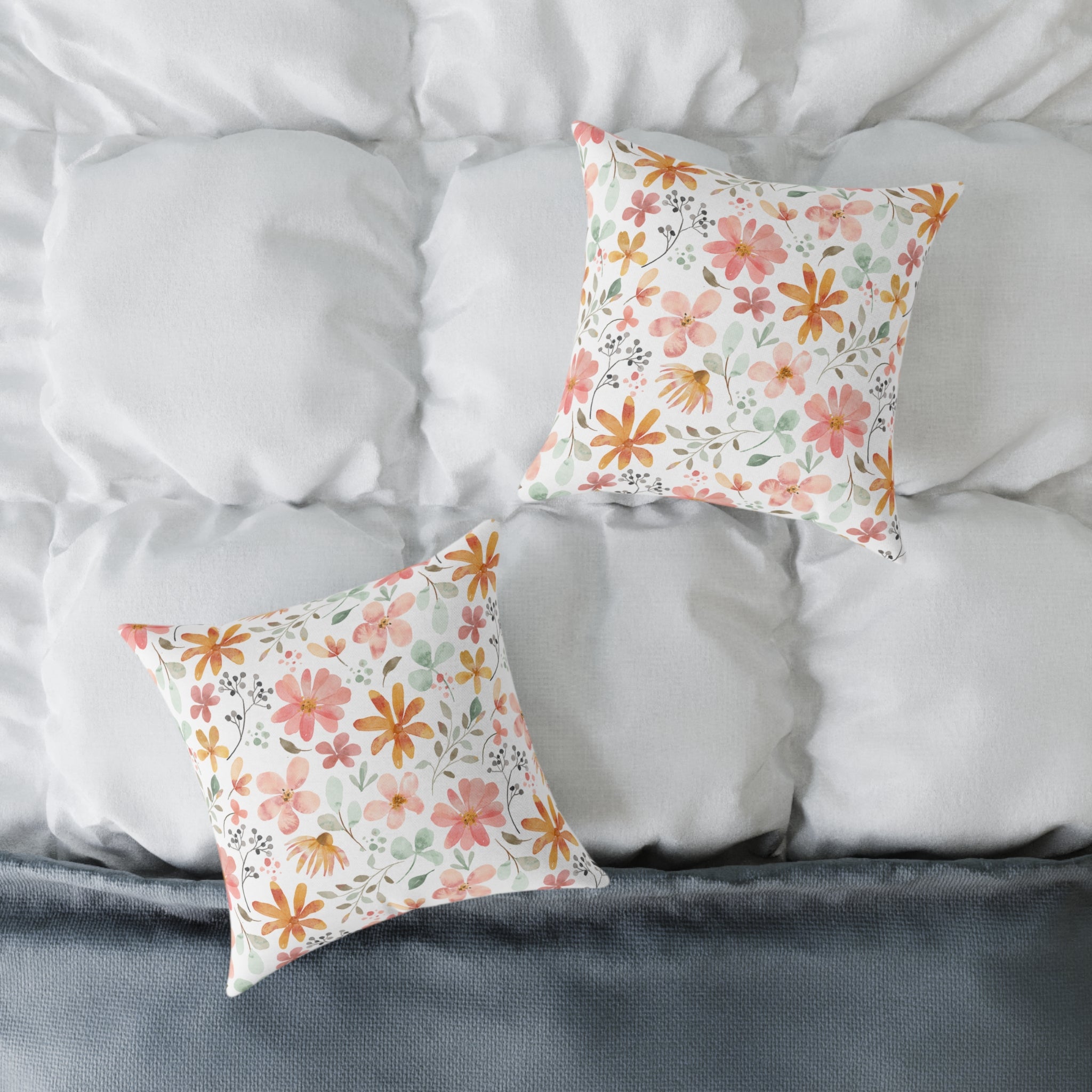 Time Hopping 50s Floral Canvas Pillow, Decorative Throw Pillow, Cozy Home Decor