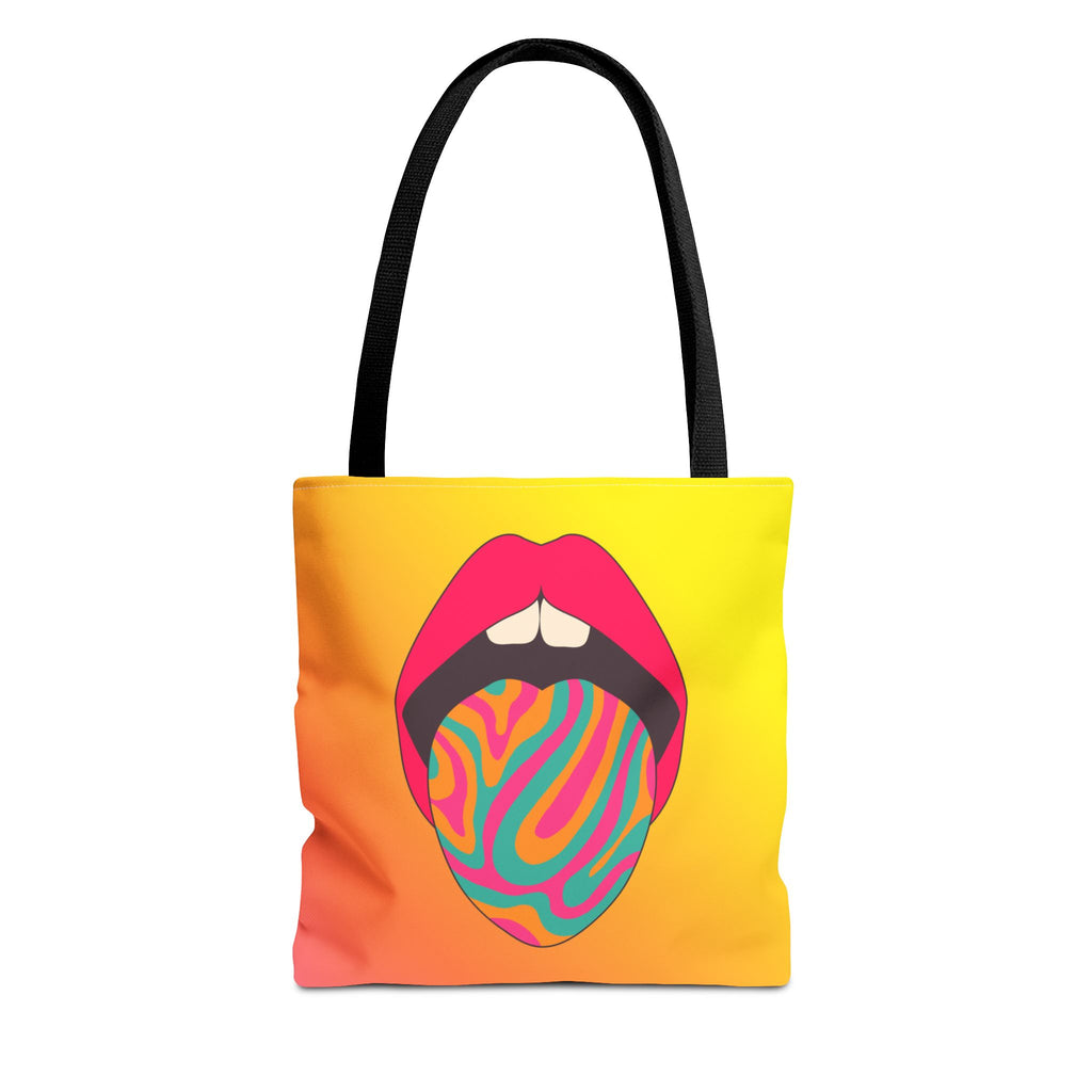 👄🌈 60s–70s Psychedelic Lips & Tongue Tote Bag ✨🍄