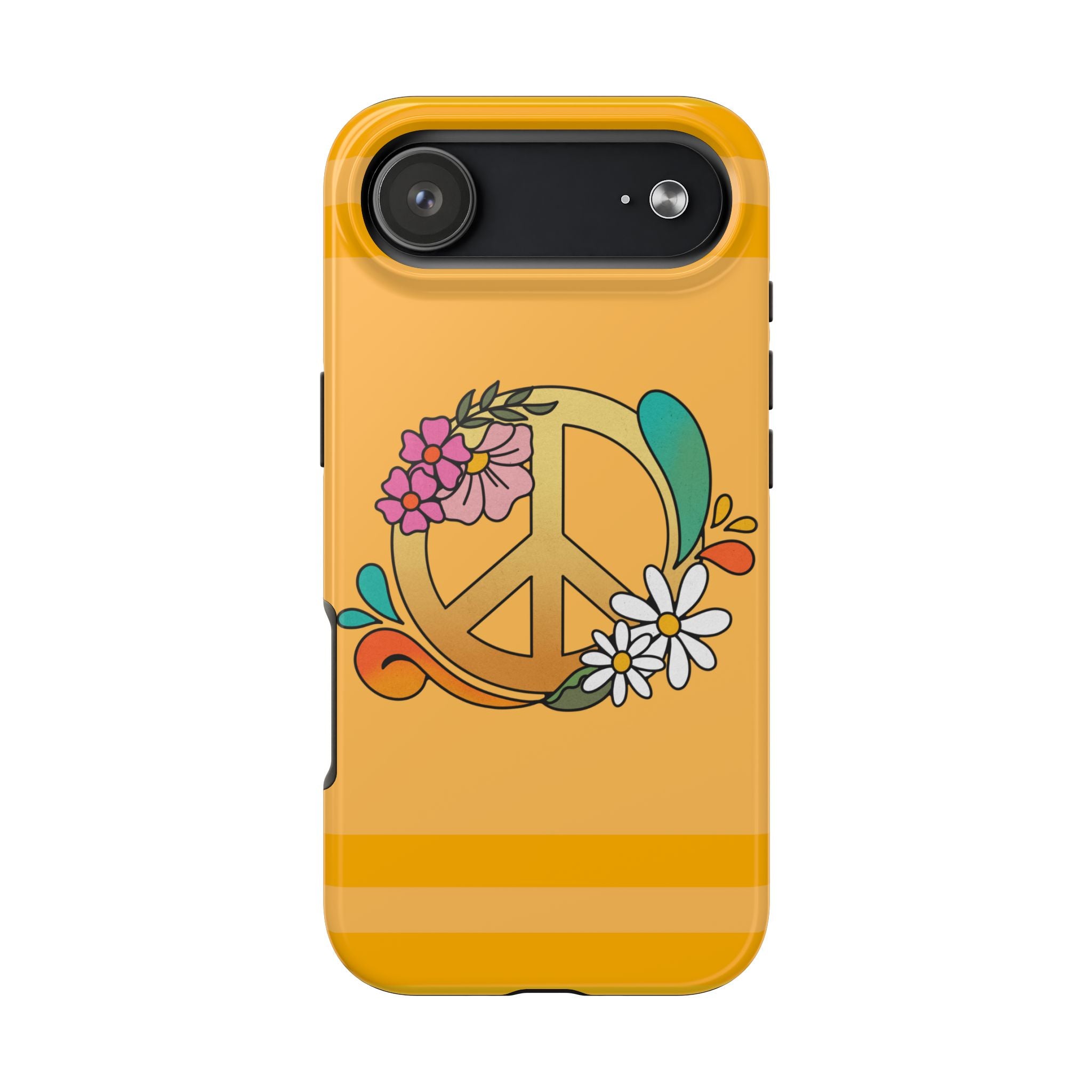60s–70s Yellow Peace Sign Phone Case ✌️📱