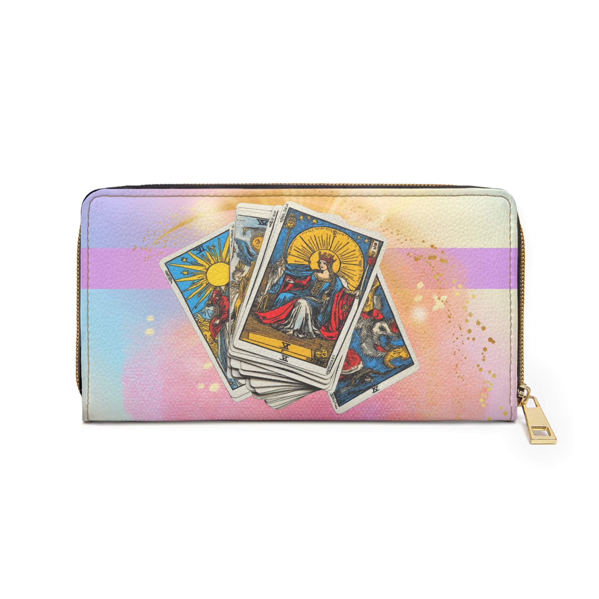 60s–70s Tarot Magic (Major Arcana) Iridescent Gold Shine Wallet 🔮✨🌙