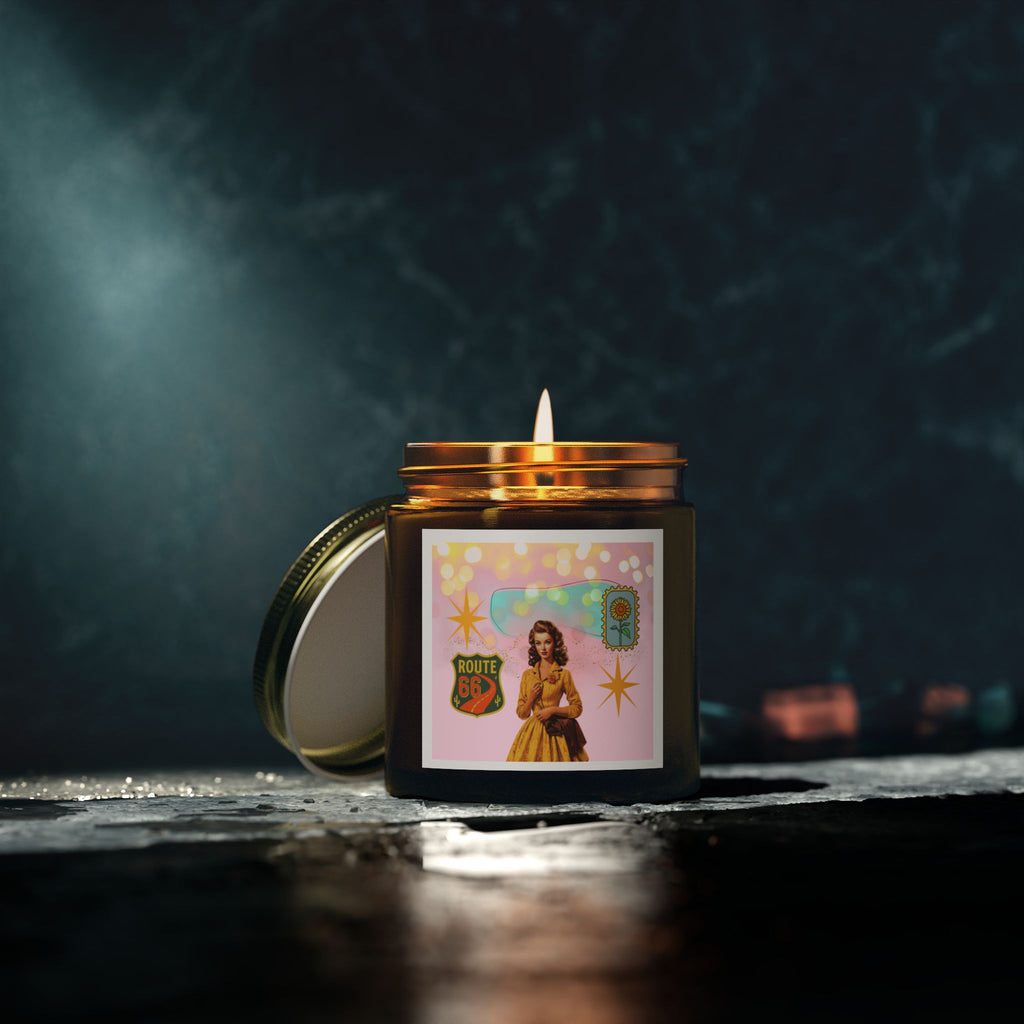 50s Route 66 Stamp Candle 🚗🕯️
