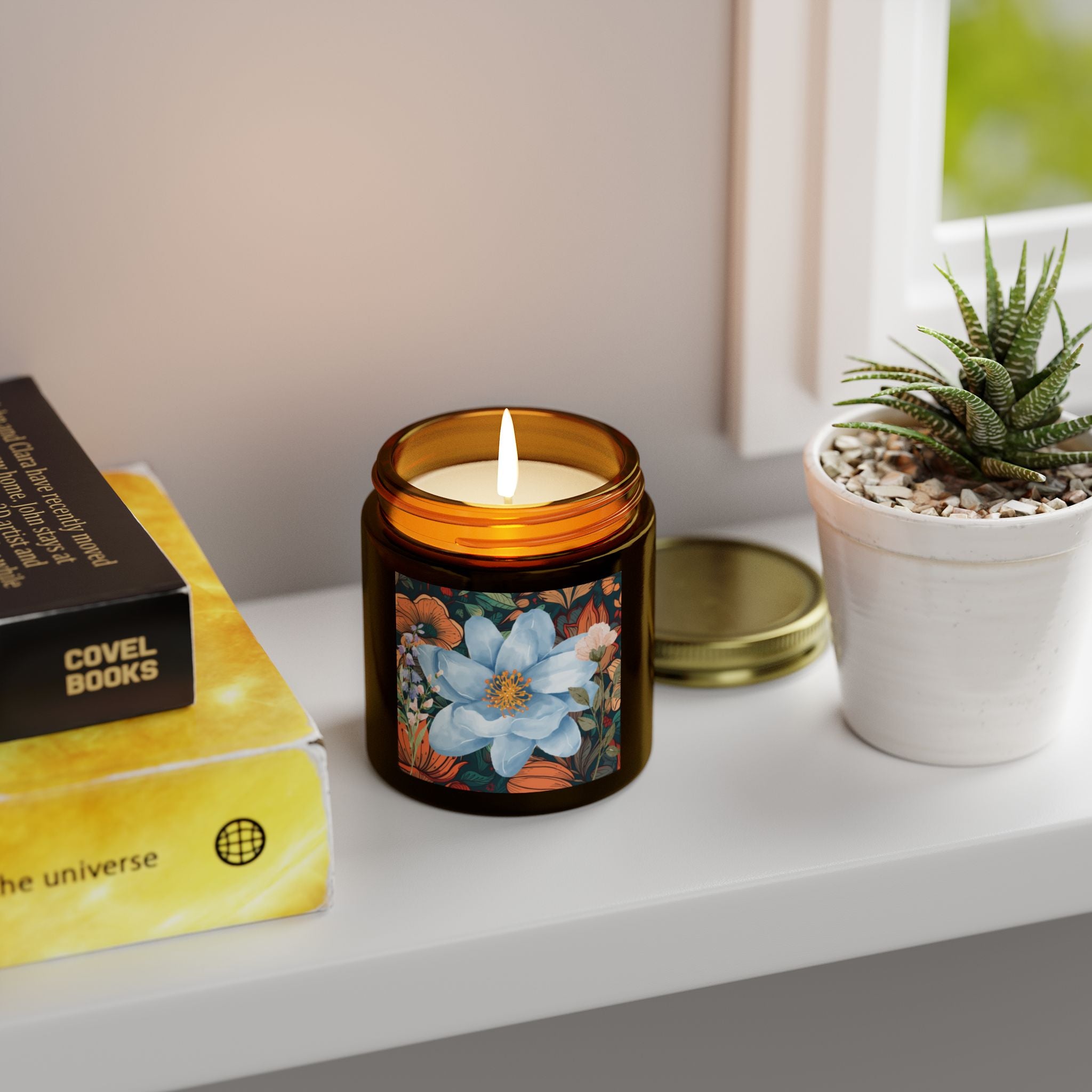 Blue Green Florals Candle 💙🌿🕯️