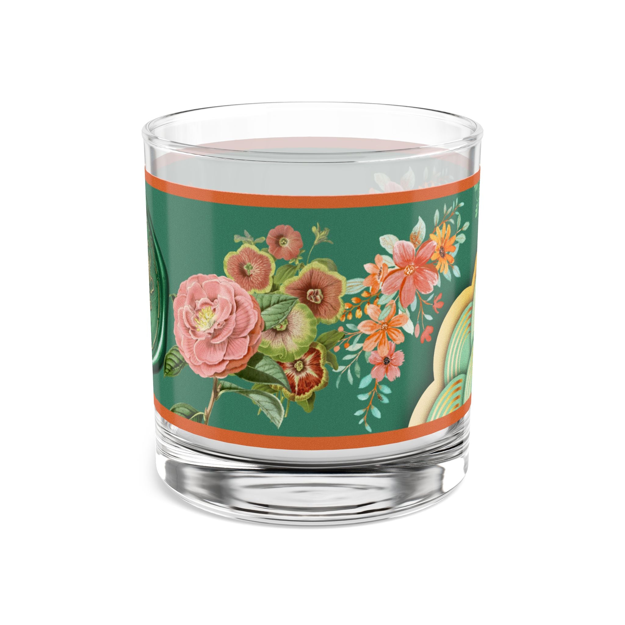 🌿🌸 50s Green Floral Seal Glass ✨