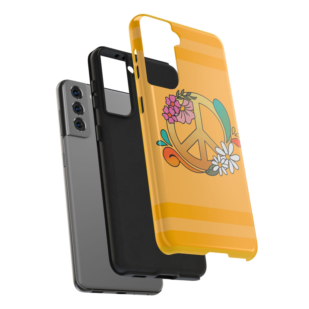 60s–70s Yellow Peace Sign Phone Case ✌️📱