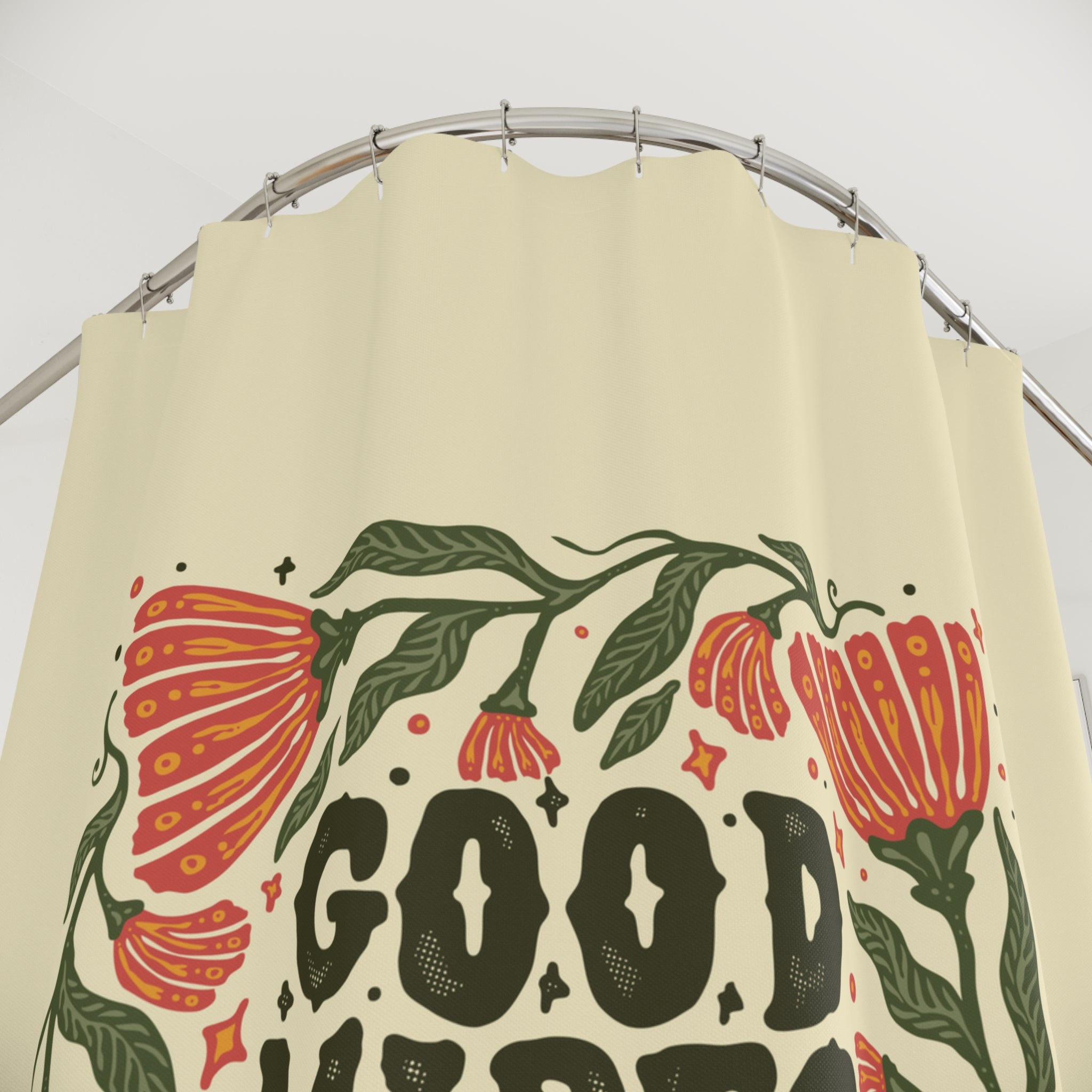 🌿 Mellow Good Vibes Only Shower Curtain