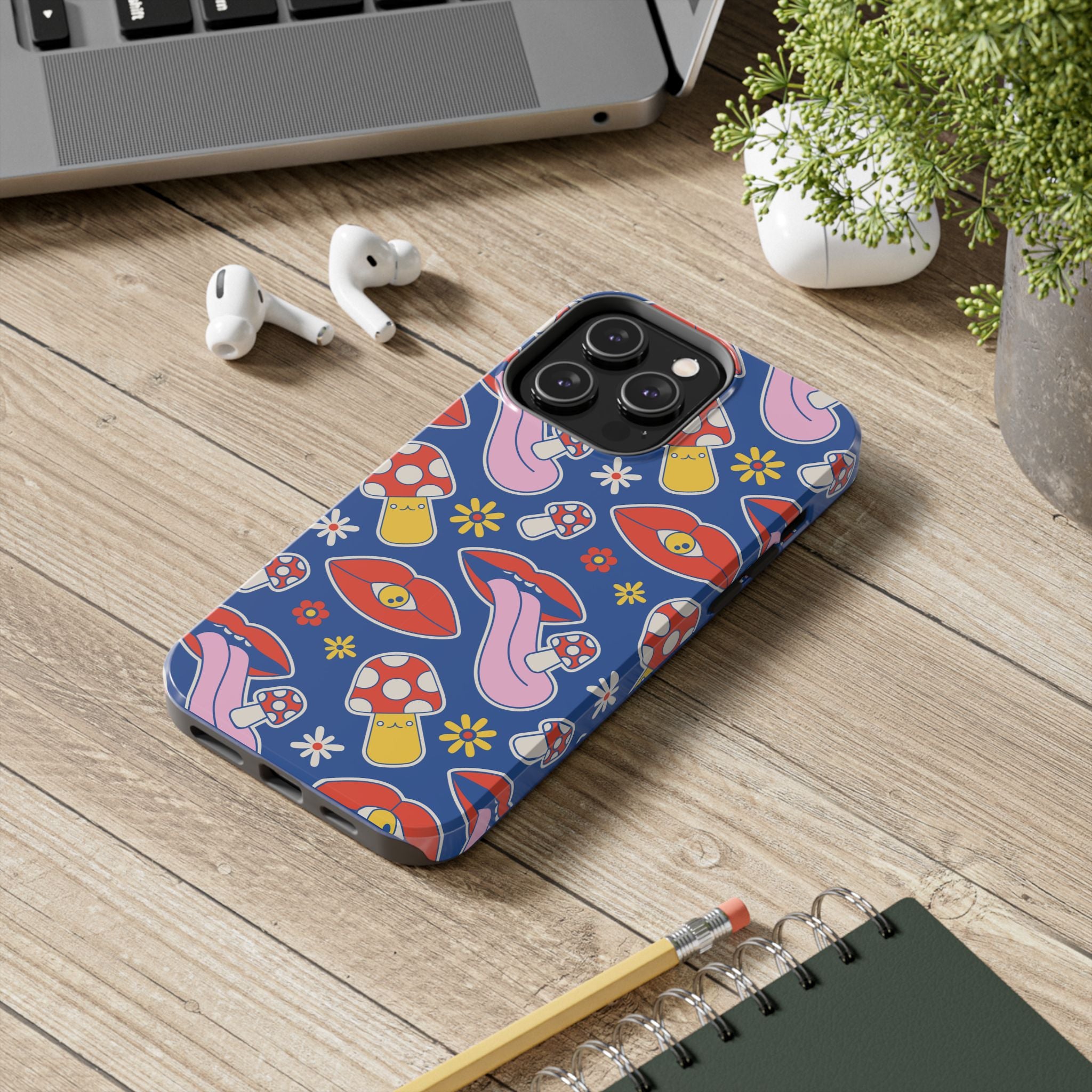 70s Lips Mushrooms Flower Power Phone Case 🌼💋🍄