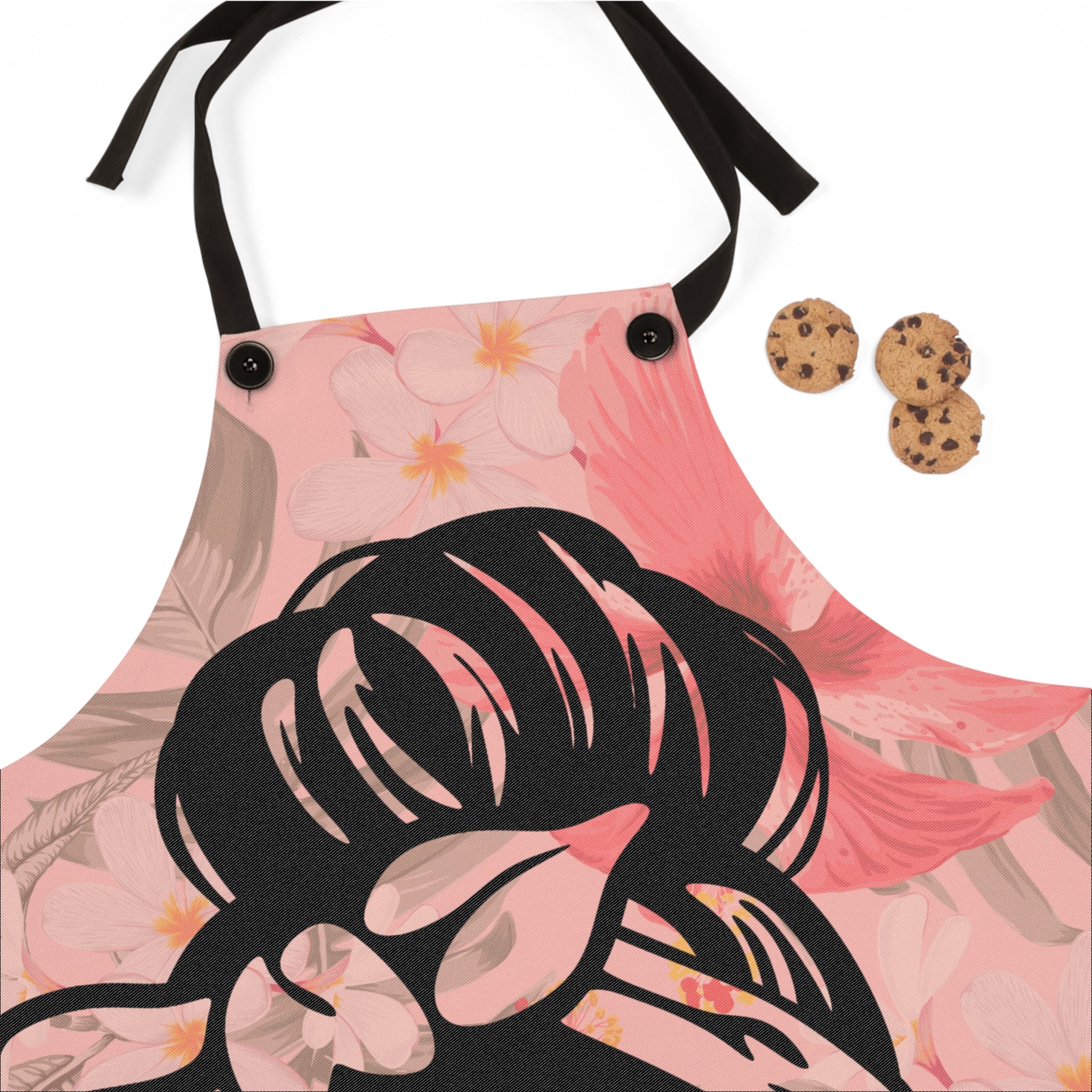💖🌸 Vintage Woman Pink & Peach Floral Apron 🌷👩‍🍳