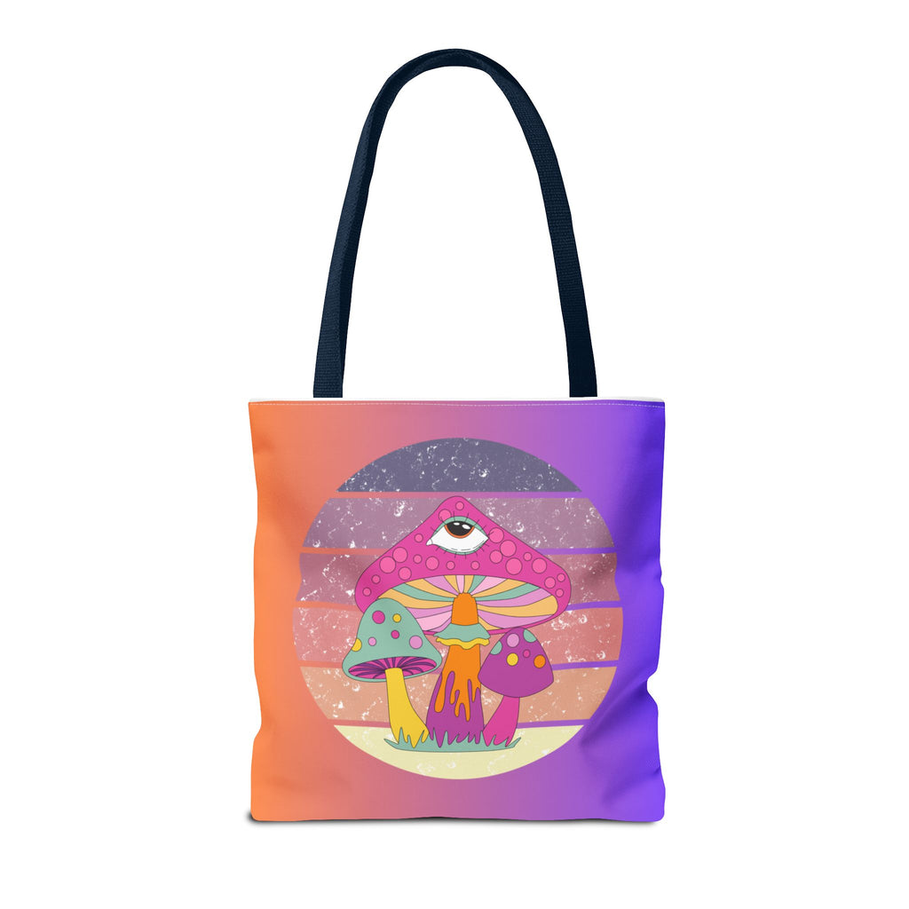 🍄🎶 70s Trippy Mushroom Synthwave Tote Bag 🌈✨