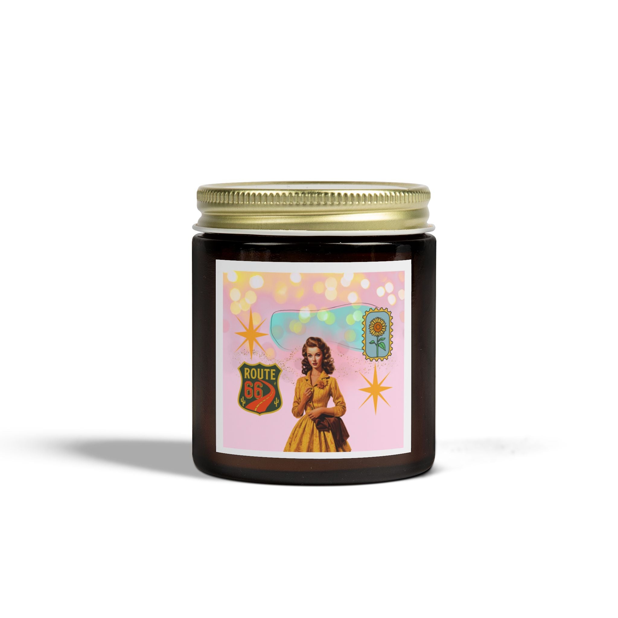 50s Route 66 Stamp Candle 🚗🕯️