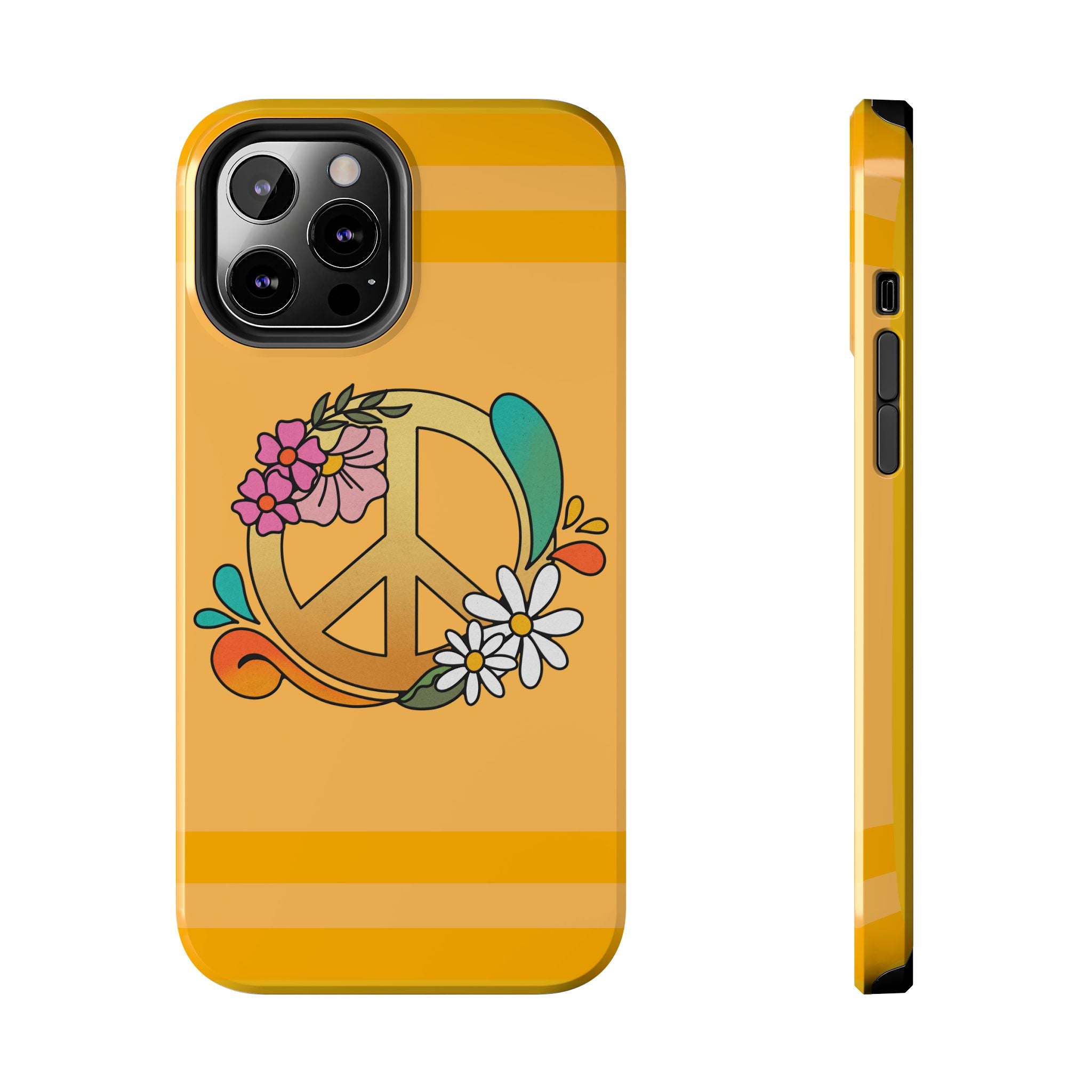 60s–70s Yellow Peace Sign Phone Case ✌️📱