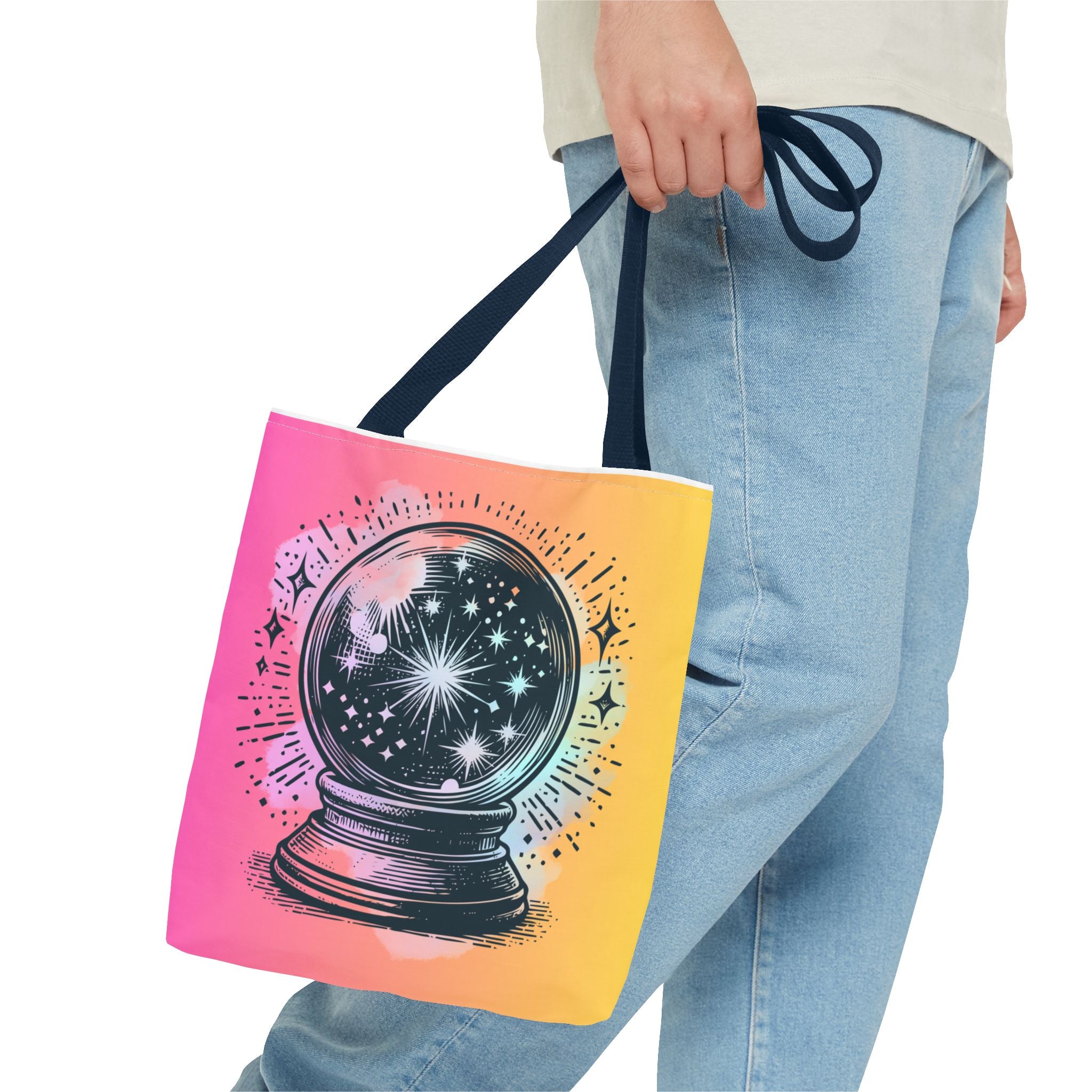 🔮✨ 70s Crystal Ball Mystical Tote Bag 🌼🌙