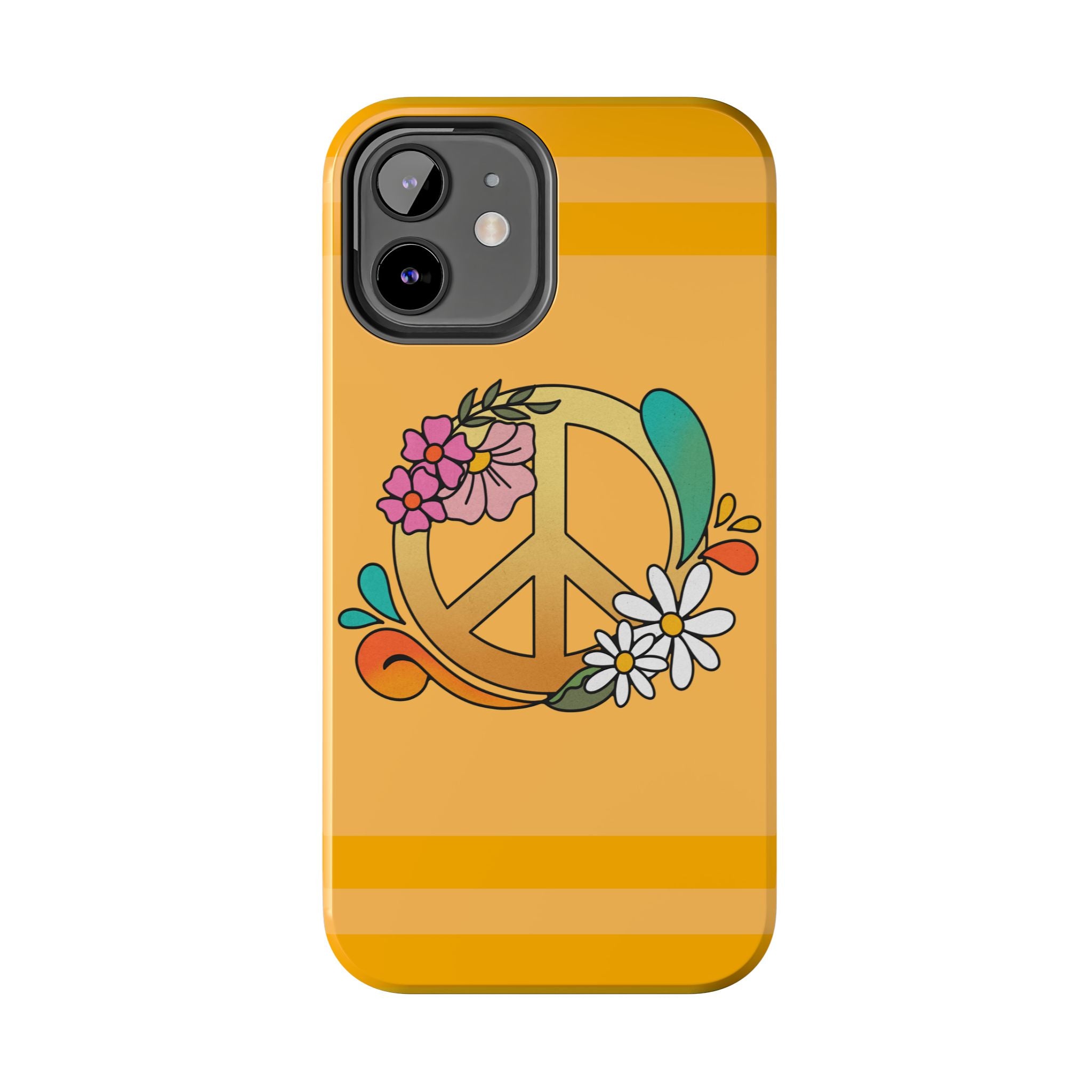 60s–70s Yellow Peace Sign Phone Case ✌️📱
