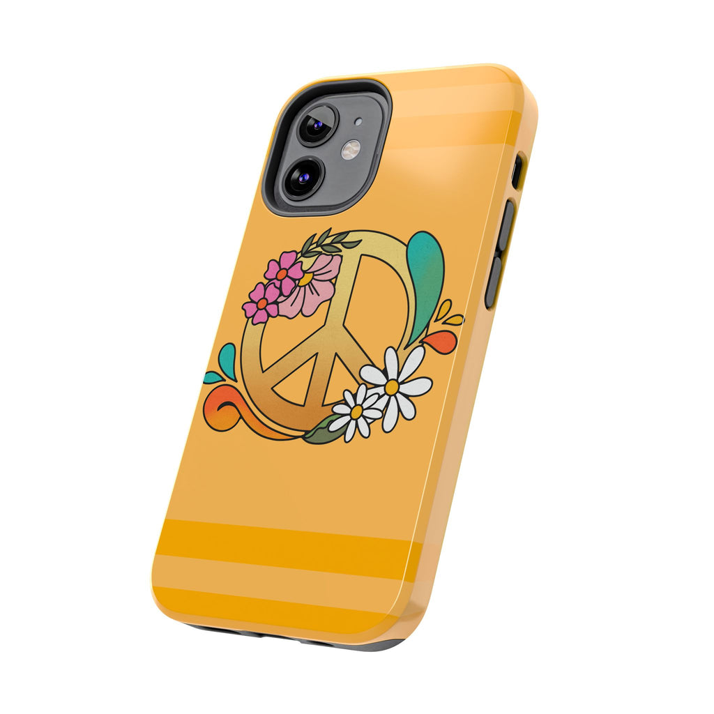60s–70s Yellow Peace Sign Phone Case ✌️📱