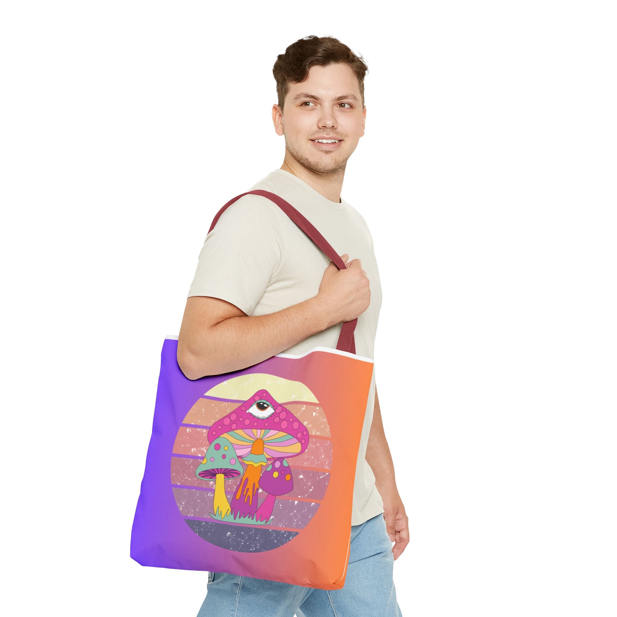 🍄🎶 70s Trippy Mushroom Synthwave Tote Bag 🌈✨