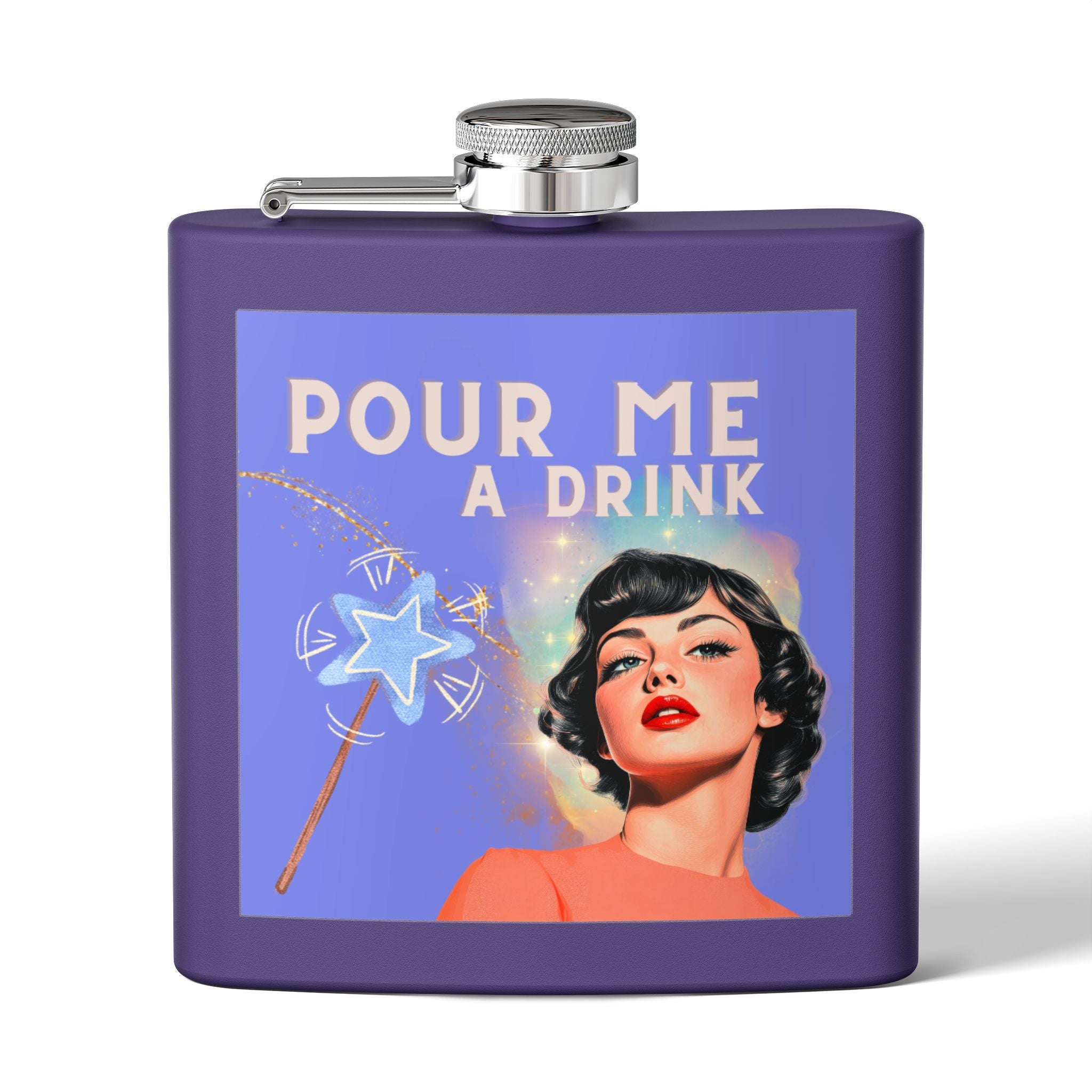 Pour Me a Drink – Retro Woman Magical Wand Flask
