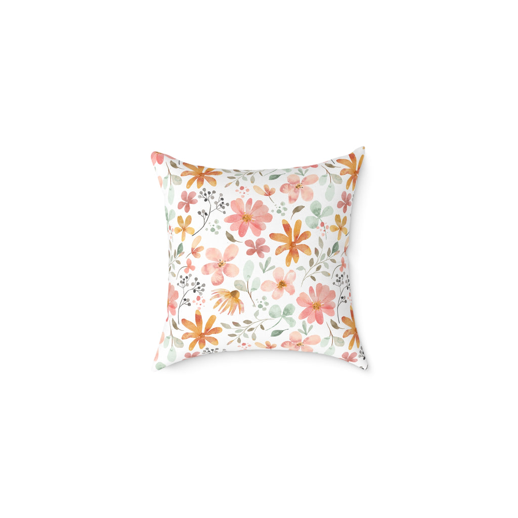 Time Hopping 50s Floral Canvas Pillow, Decorative Throw Pillow, Cozy Home Decor