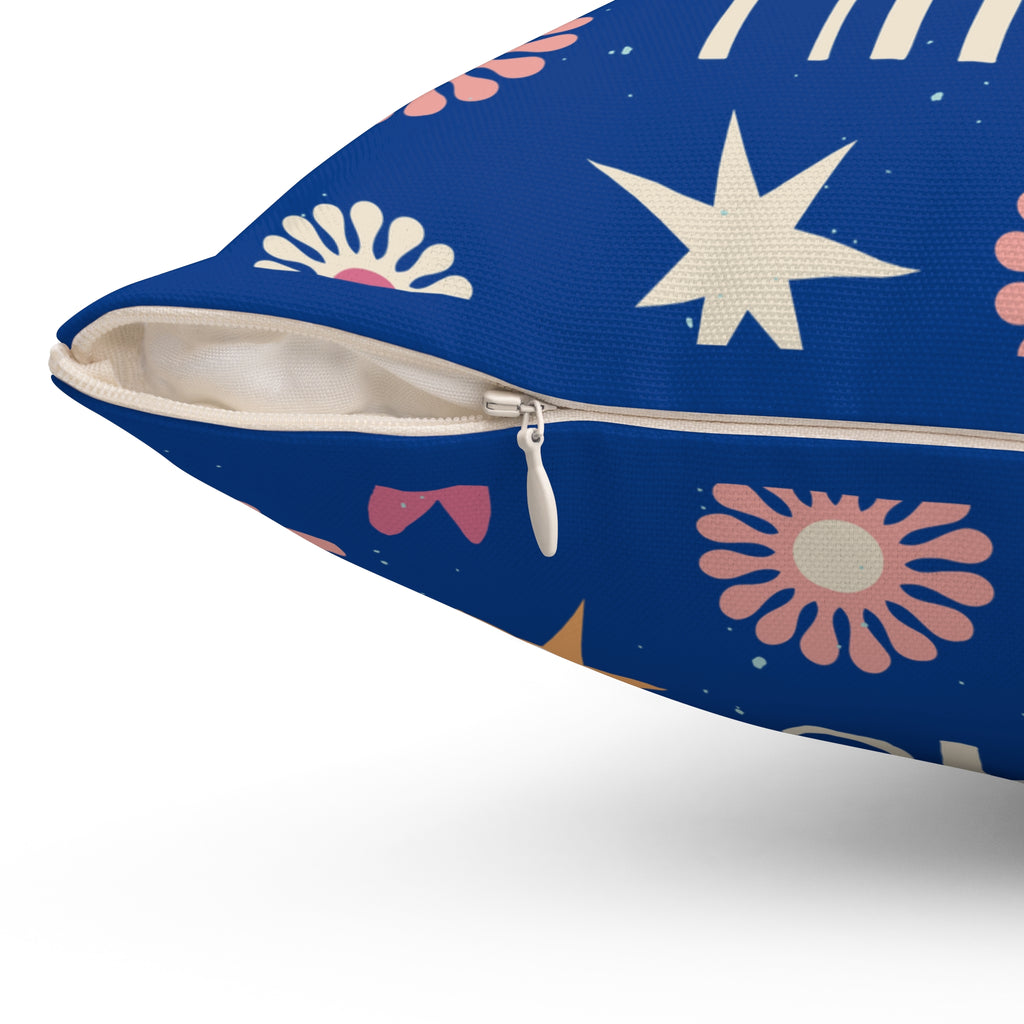 Good Things Take Time 60s Floral Pillow