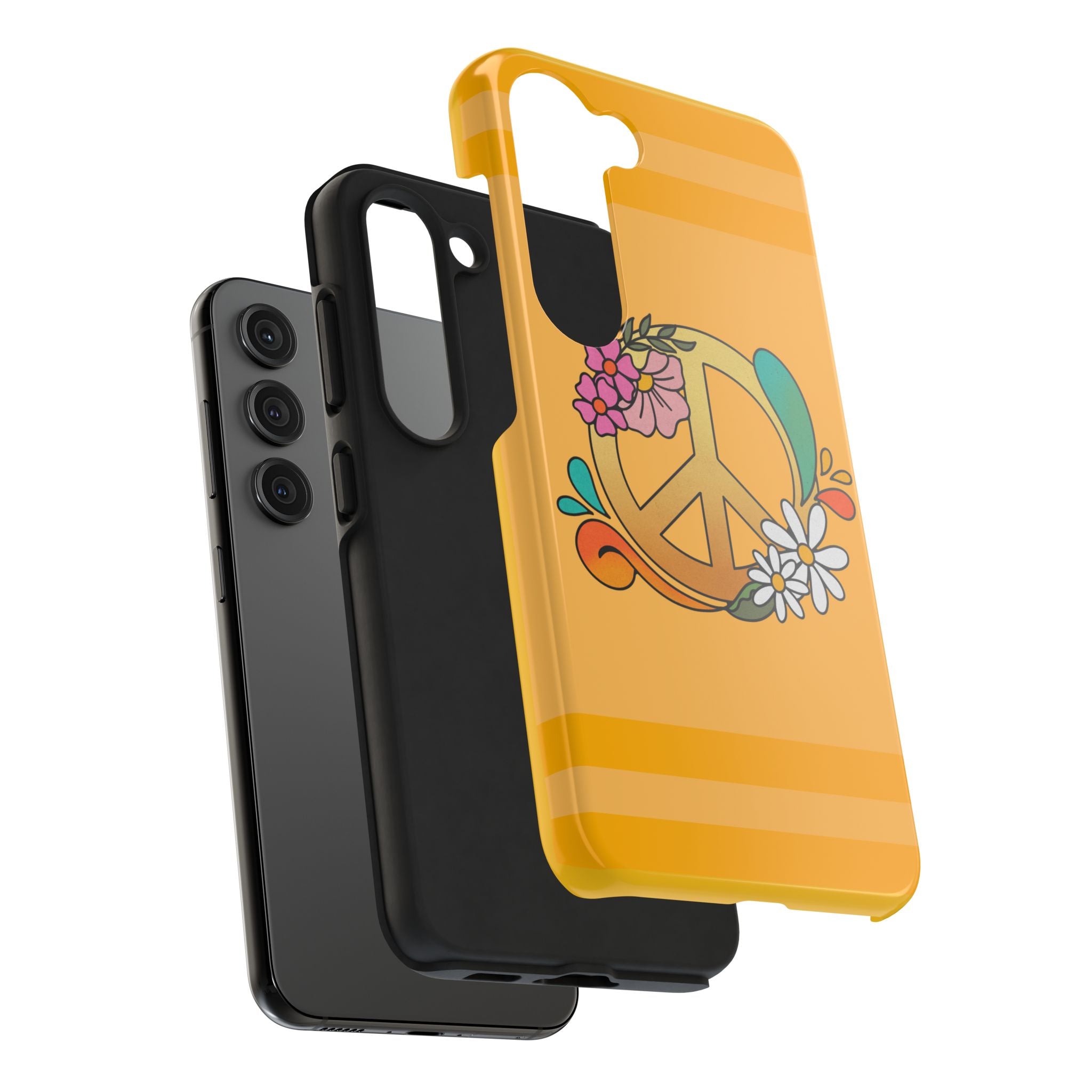 60s–70s Yellow Peace Sign Phone Case ✌️📱