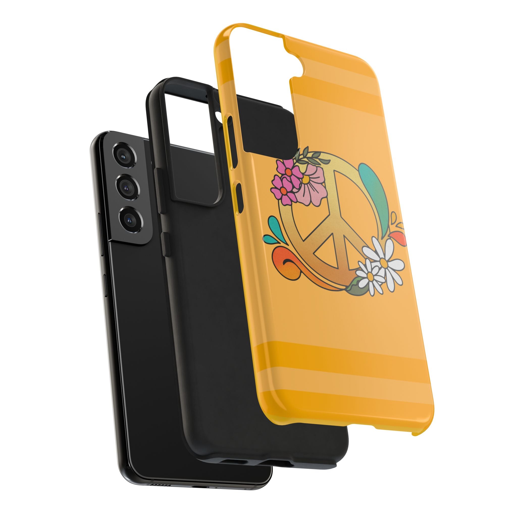 60s–70s Yellow Peace Sign Phone Case ✌️📱