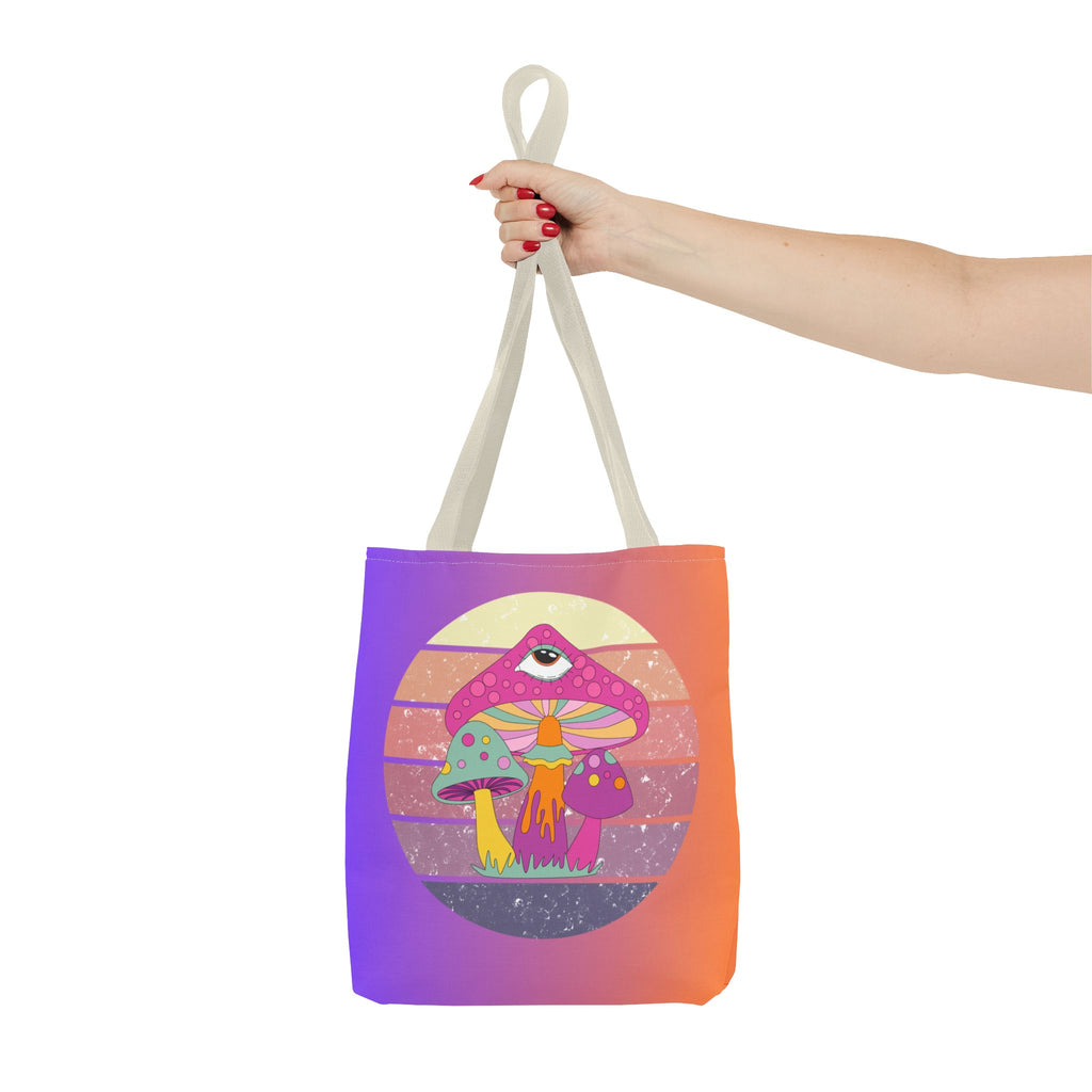🍄🎶 70s Trippy Mushroom Synthwave Tote Bag 🌈✨