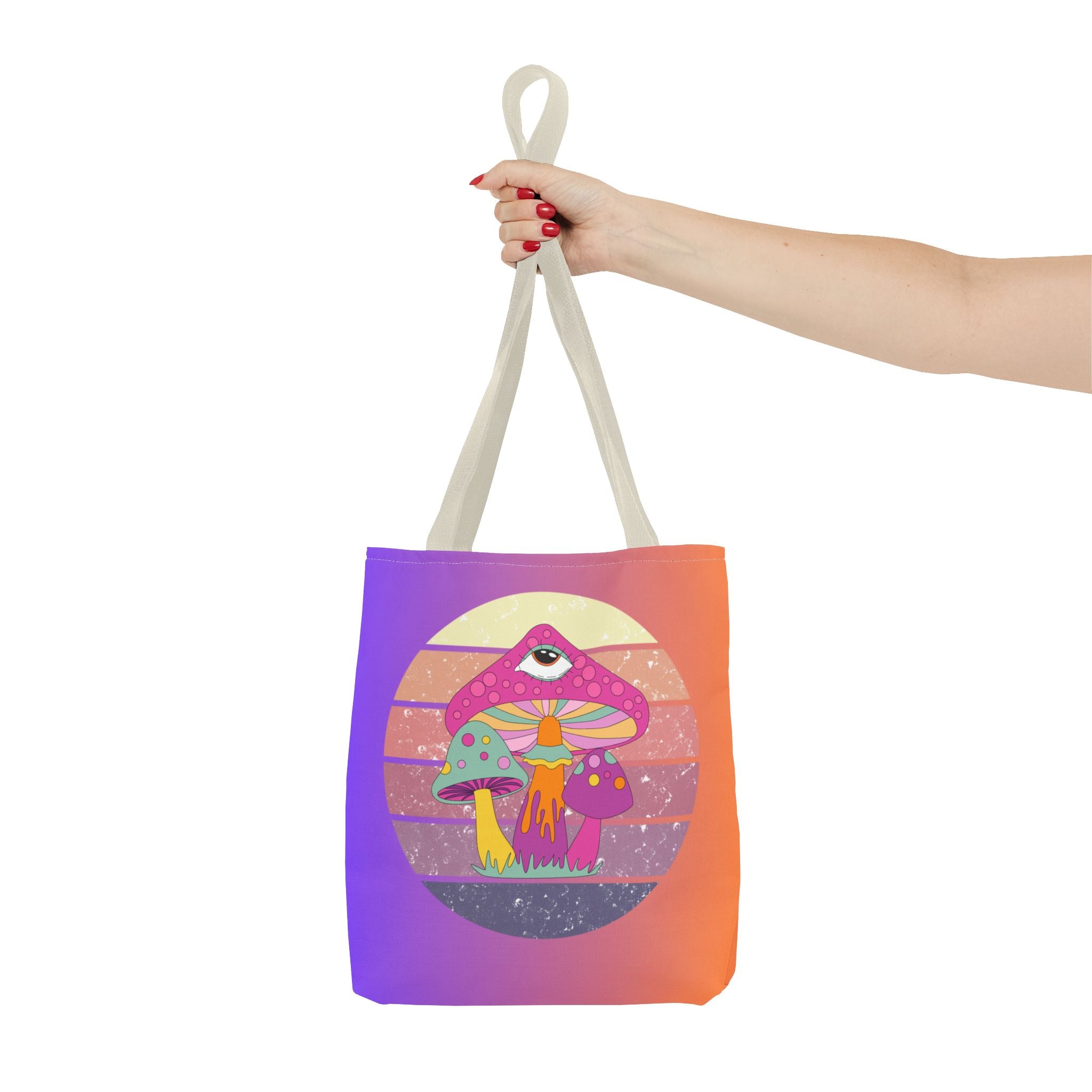🍄🎶 70s Trippy Mushroom Synthwave Tote Bag 🌈✨